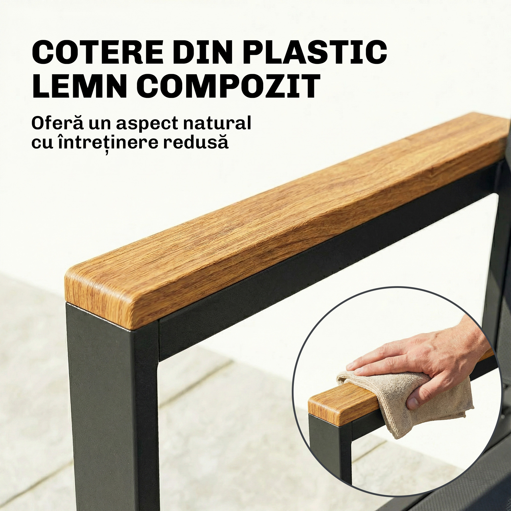  Set 2 Scaune Gradina Empilabile cu sezut si Spatar Capitonati, Gri inchis [7]