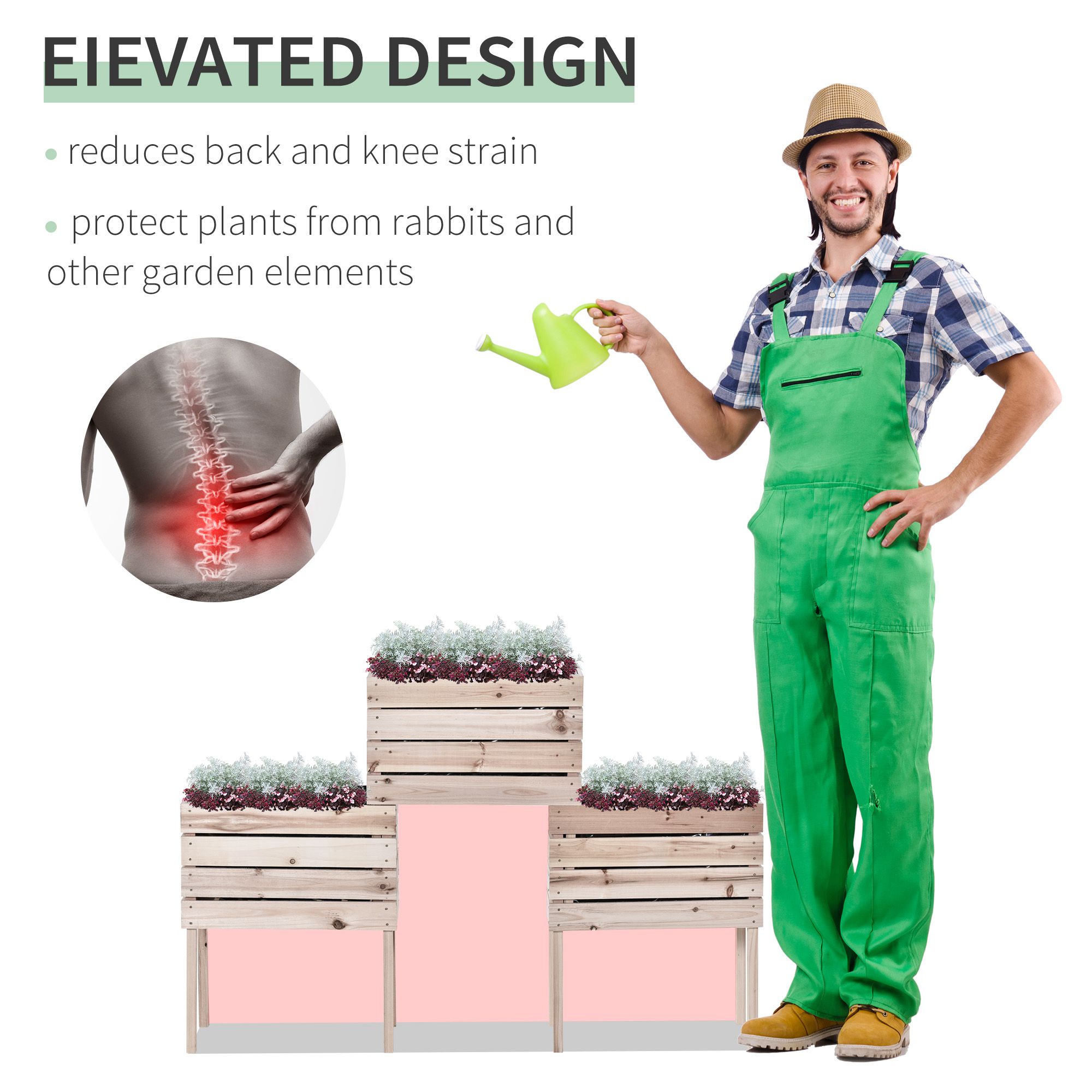  Ghiveci de Gradina Ridicat cu 4 Ghiveci pentru Plante de 50x30x60cm din Lemn [5]