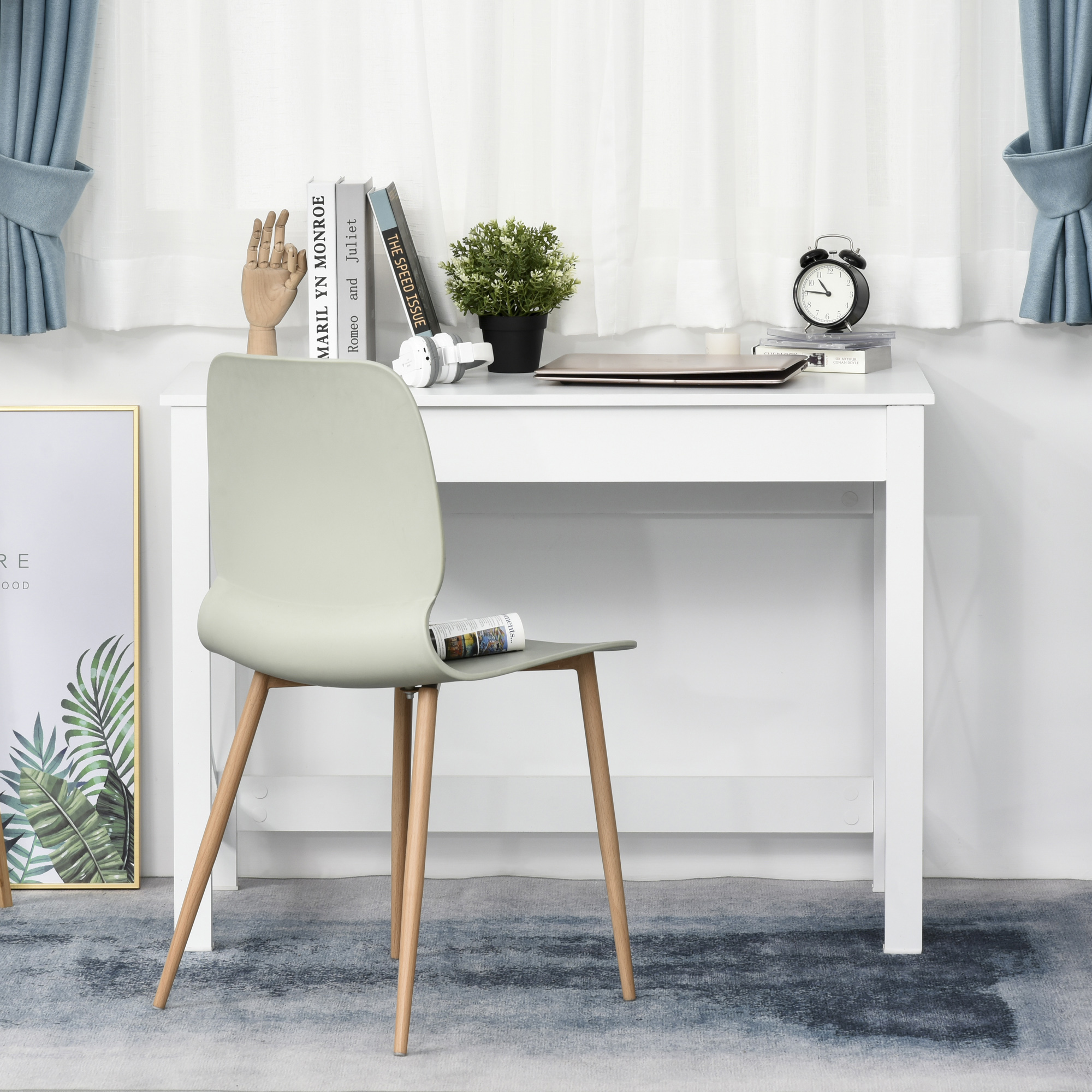 , Birou de Studiu, Stil Modern, MDF, Metal, 105x50x76 cm, Alb [6]