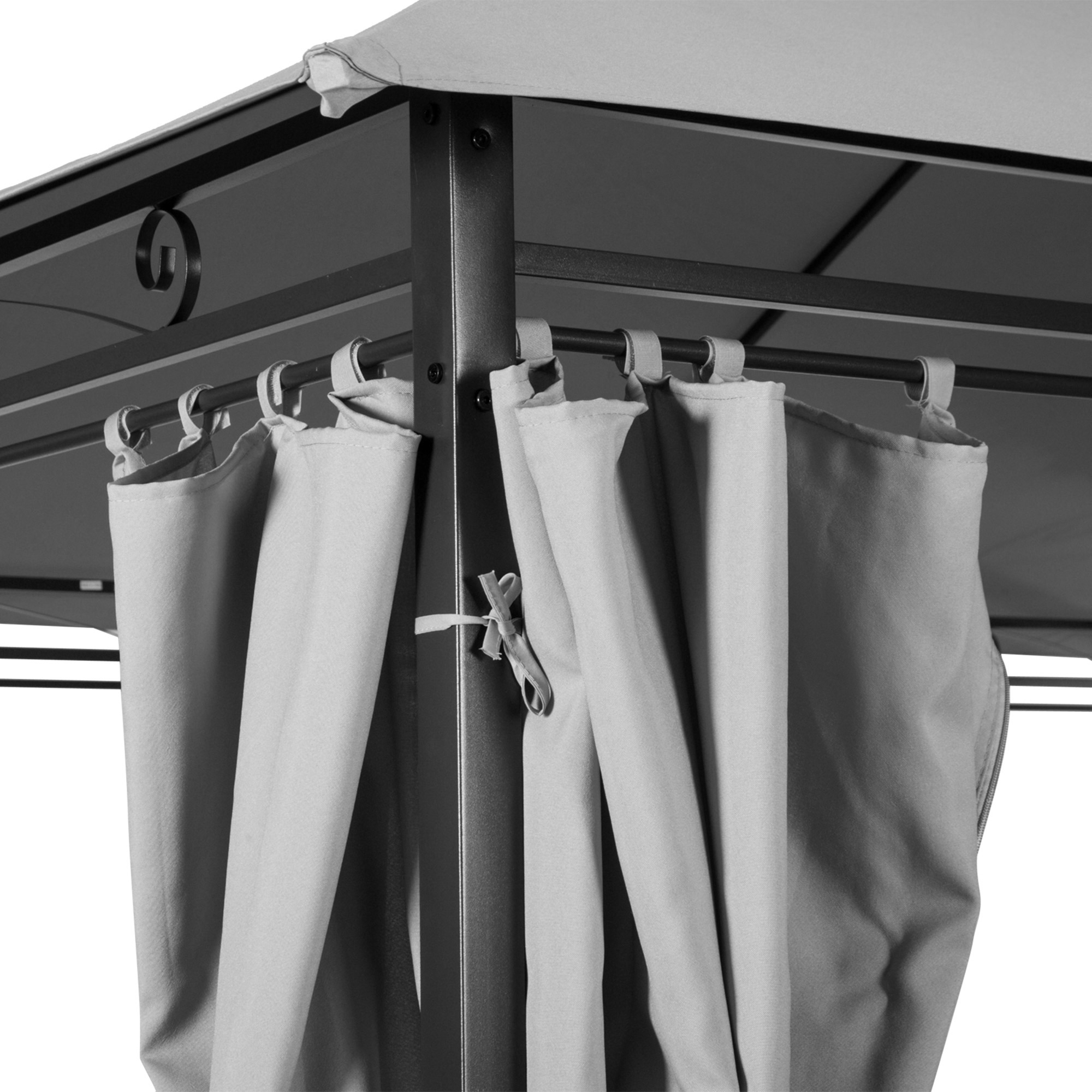  Foisor 4x3 m cu 6 Perdele si Acoperis cu 2 Niveluri, din Otel si Poliester, Gri inchis [6]