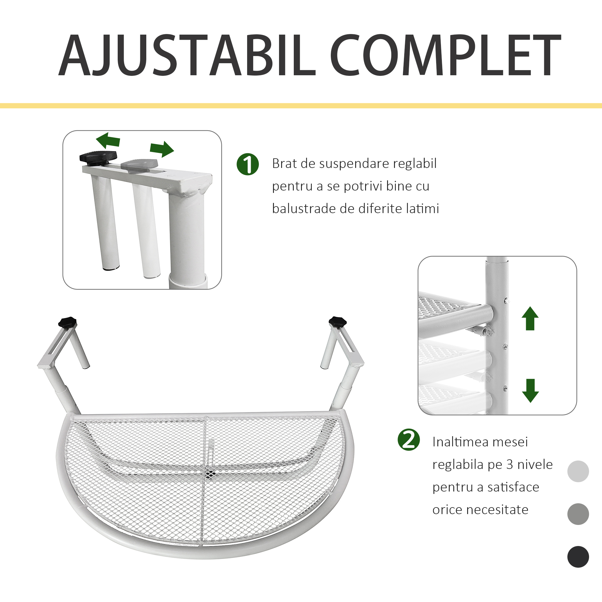  Masuta Balcon Metal Alb Pliabila 3 Niveluri [3]