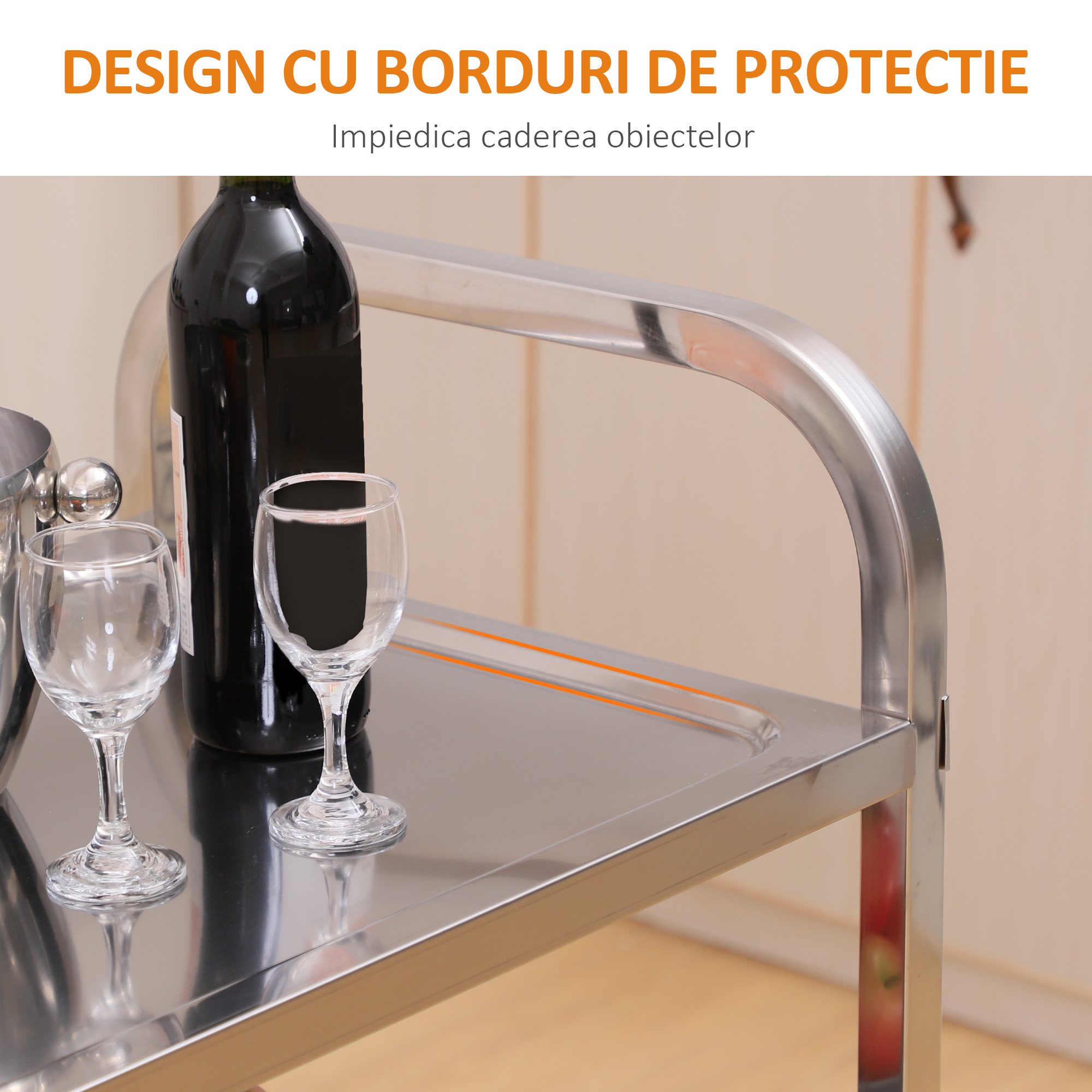  Carucior Pentru Bucatarie 3 Rafturi in Otel Inox 85x45x90cm [5]