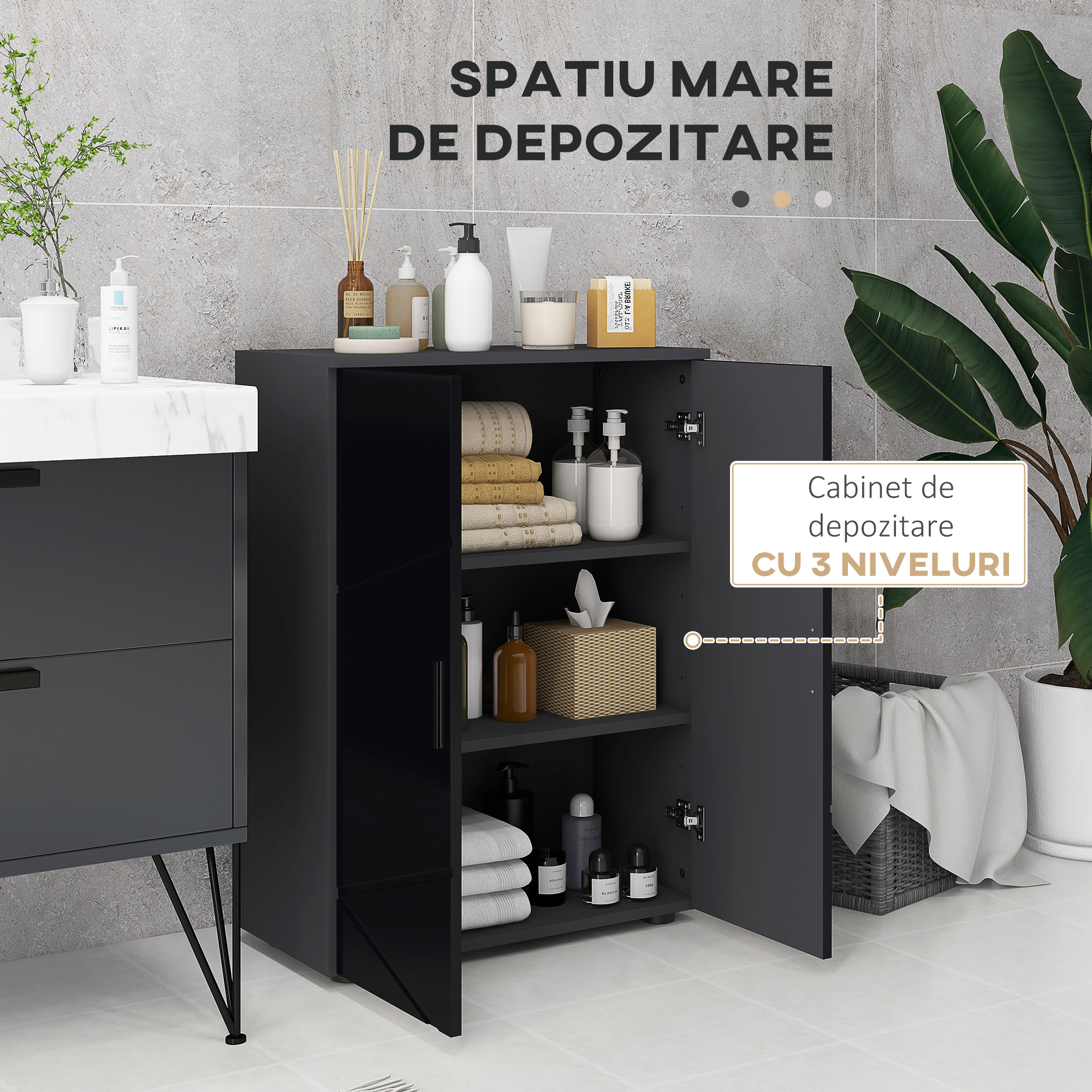  Dulap de baie din lemn usi dulap de baie cu inchidere amortizata rafturi depozitare laterala toaleta acasa birou hol prosop manere dus colt baza inalta vopsit rezistent la apa [3]