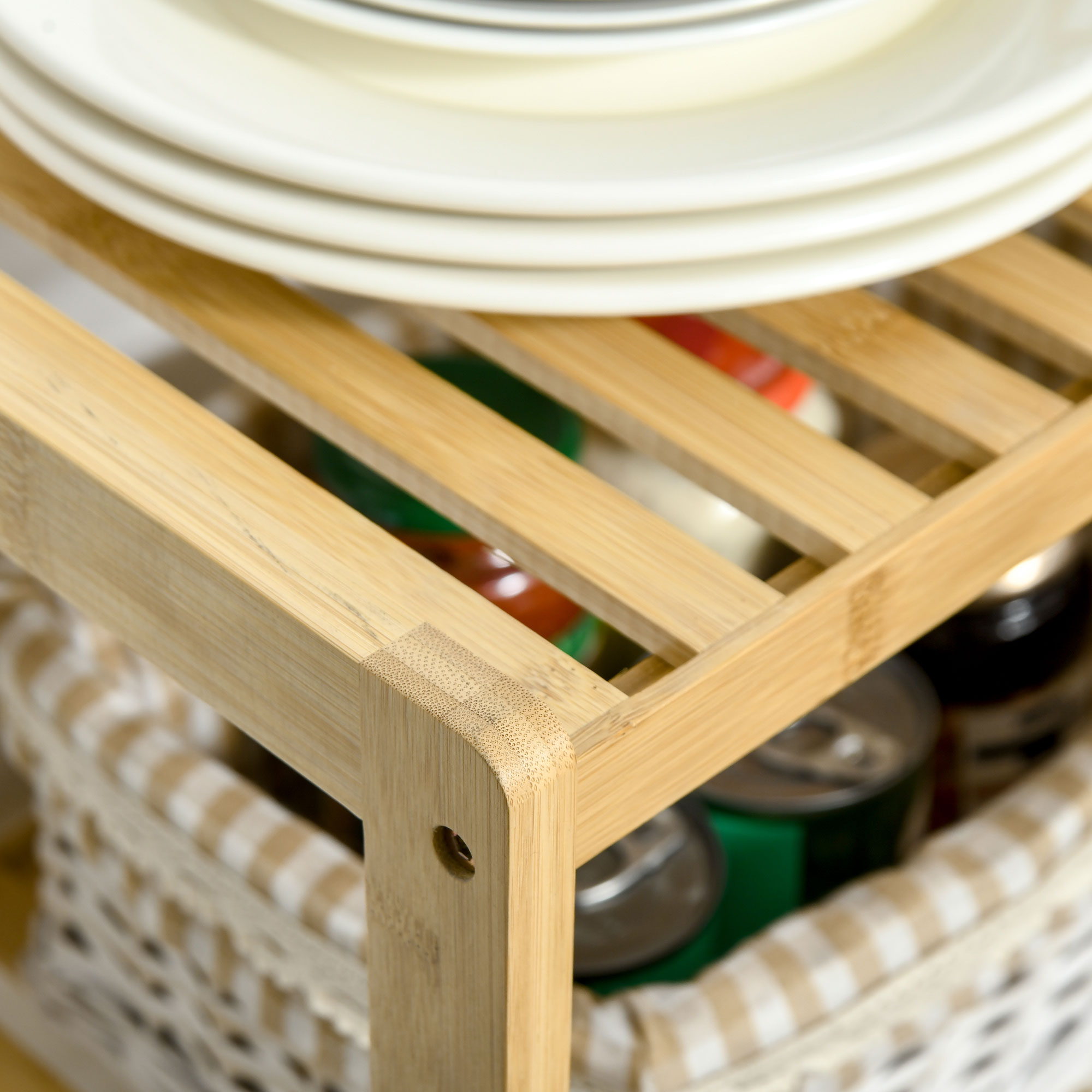  Raft Multifunctional cu 3 Nivele din Bambus , 62x33x80cm, Culoare lemn Natural [7]