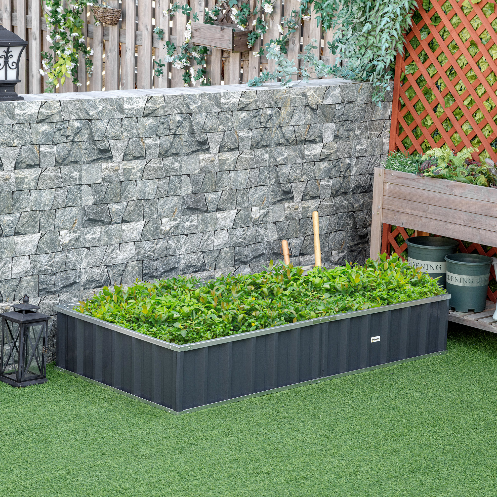  Pat de Gradina Inaltat din Tabla de Otel, 174x90x30cm [1]