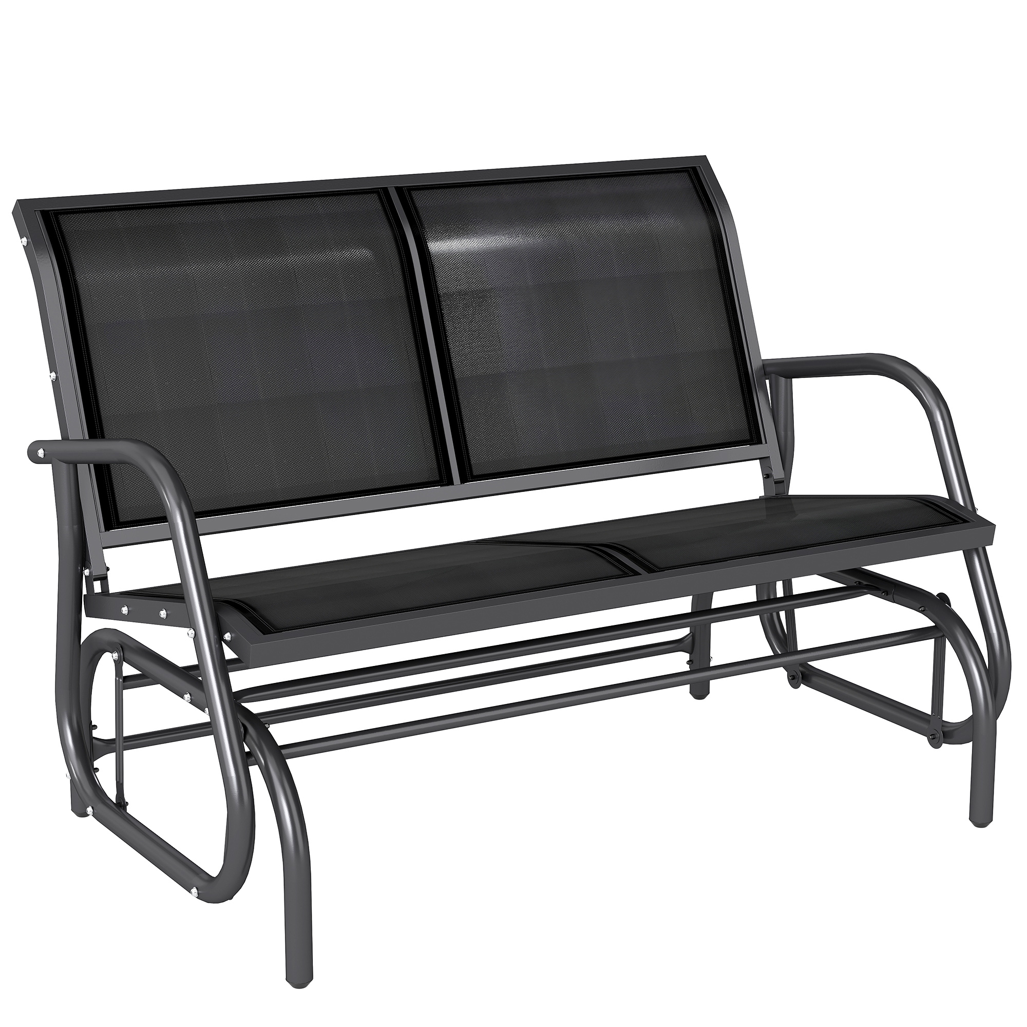 Gradina & balcon -  Banca Tip Leagan 2 Locuri din Metal, Negru, 123x70x87 cm