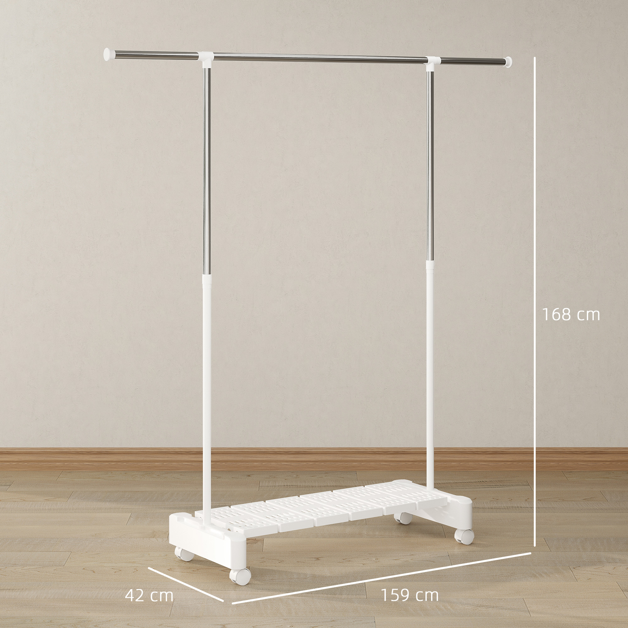  Uscator Vertical Extensibil cu Roti si Raft pentru incaltaminte Alb [2]