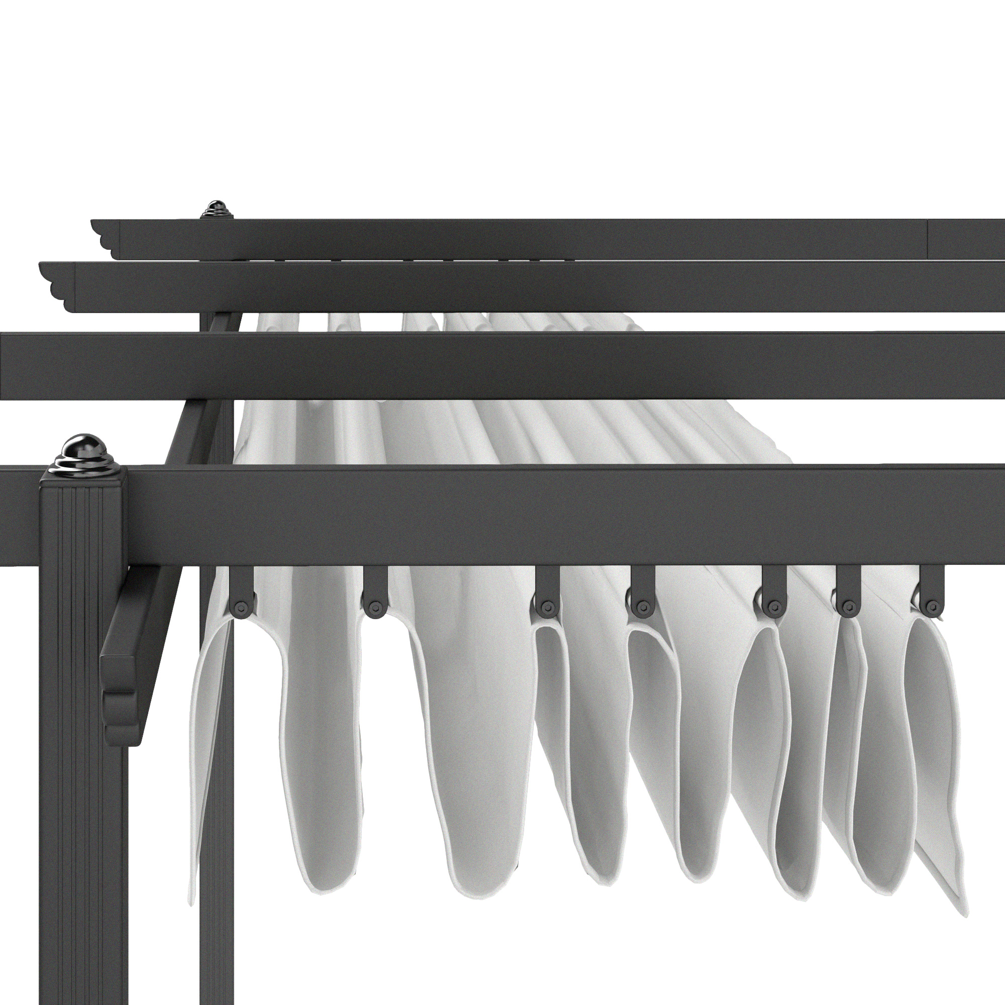  Pergola Retractabila cu Structura din Aluminiu, Copertina de Soare pentru Gradina sau Terasa, 390x390x223 cm, Alb [7]