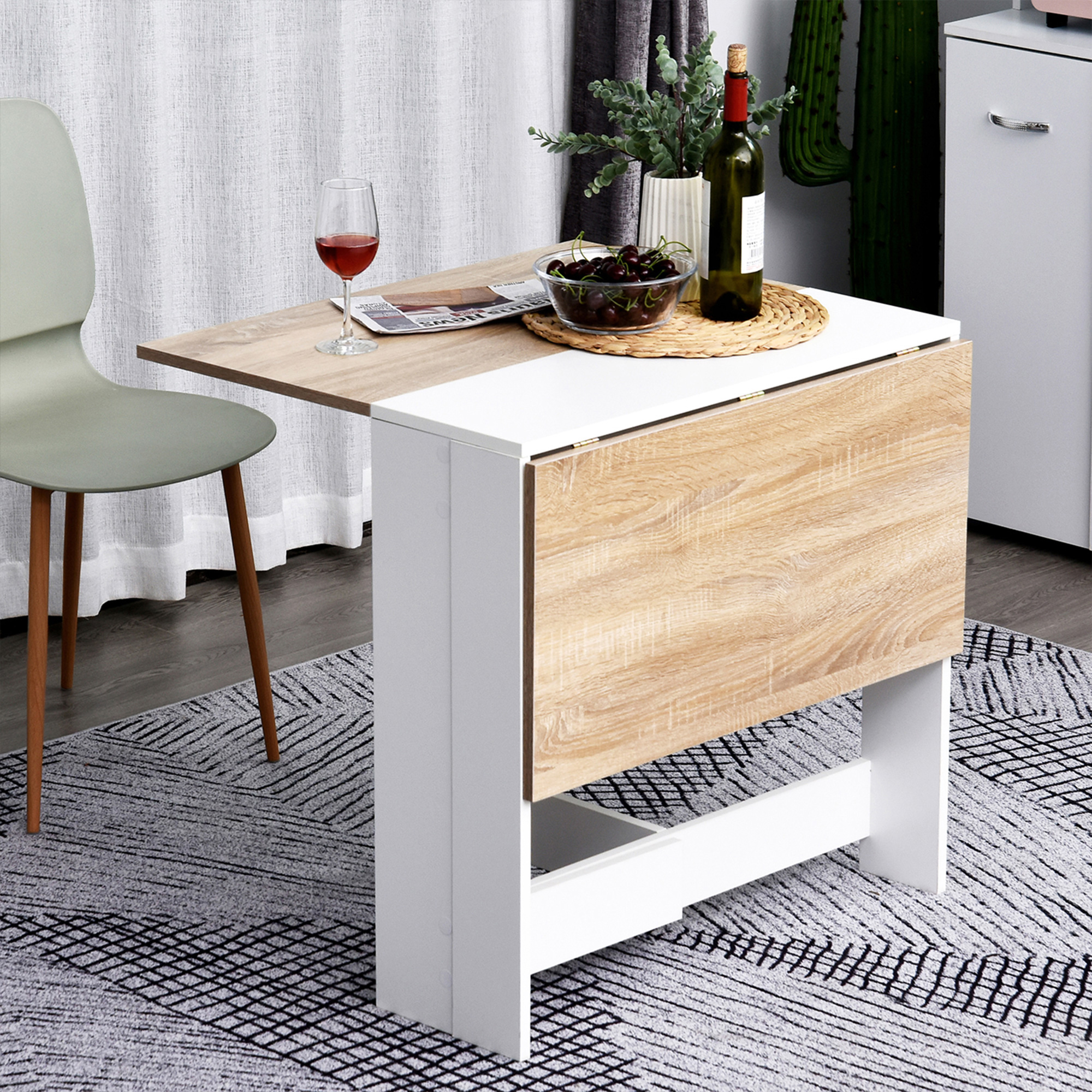  masa de pranz moderna, stejar alb, 103x76x73.5cm [8]