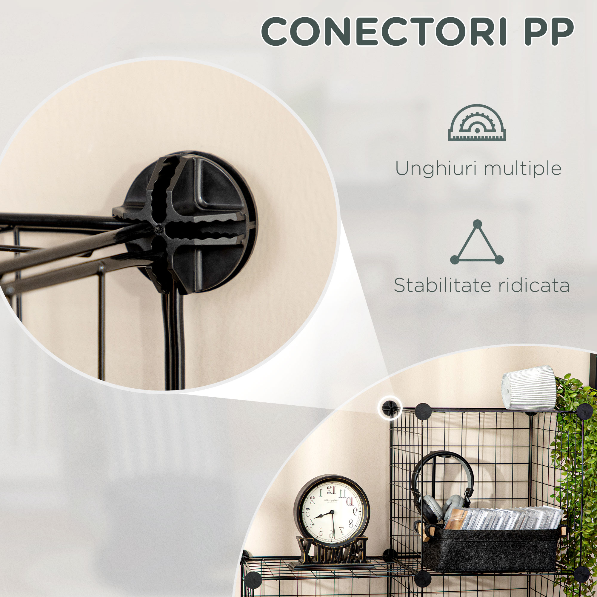  Biblioteca cu economie de spatiu pentru jucarii, haine, 9 cuburi din otel si PP, 35x35x35 cm, negru [7]