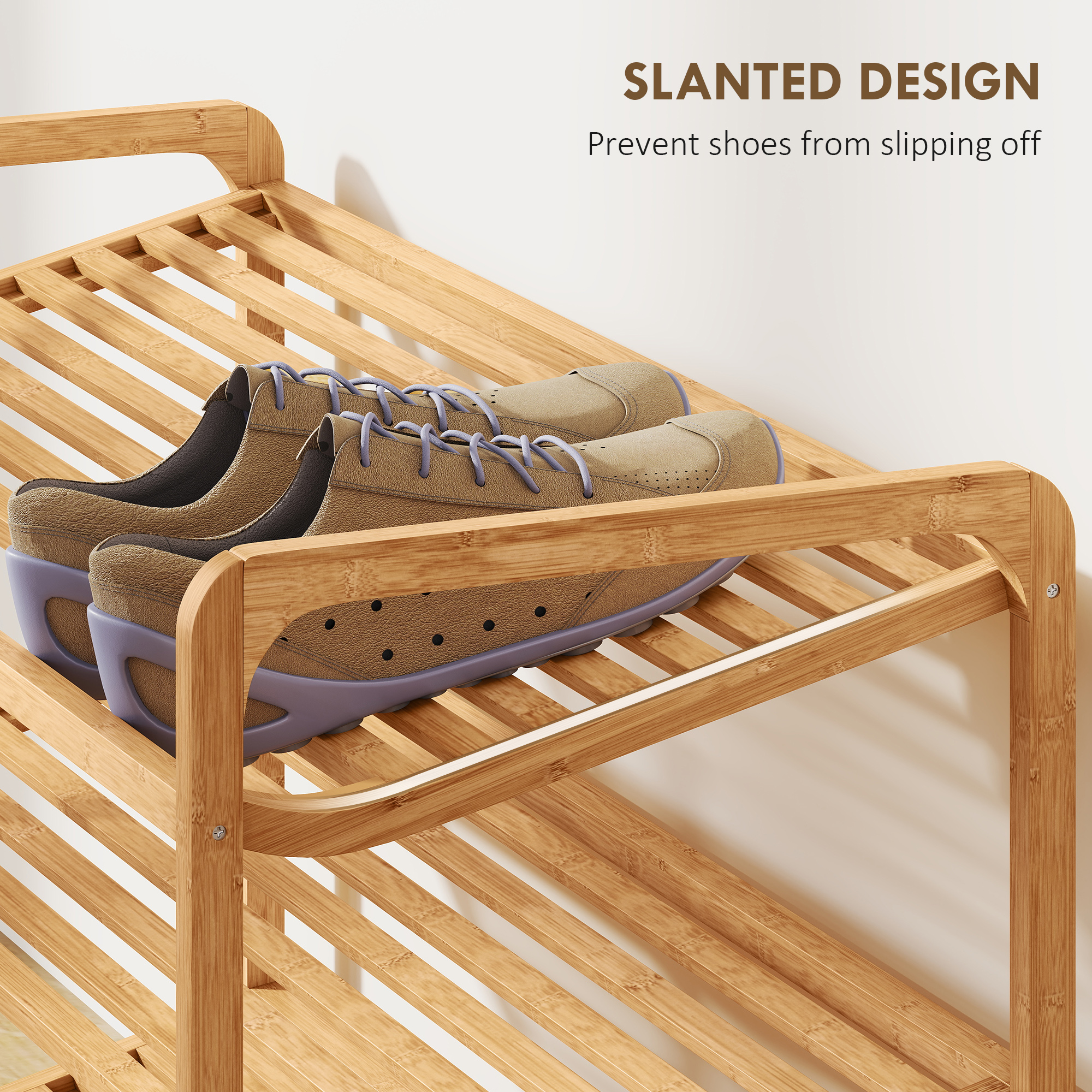  Etajera pentru pantofi cu 3 rafturi pentru 12 perechi de pantofi din bambus 76x33x50.8 cm [5]