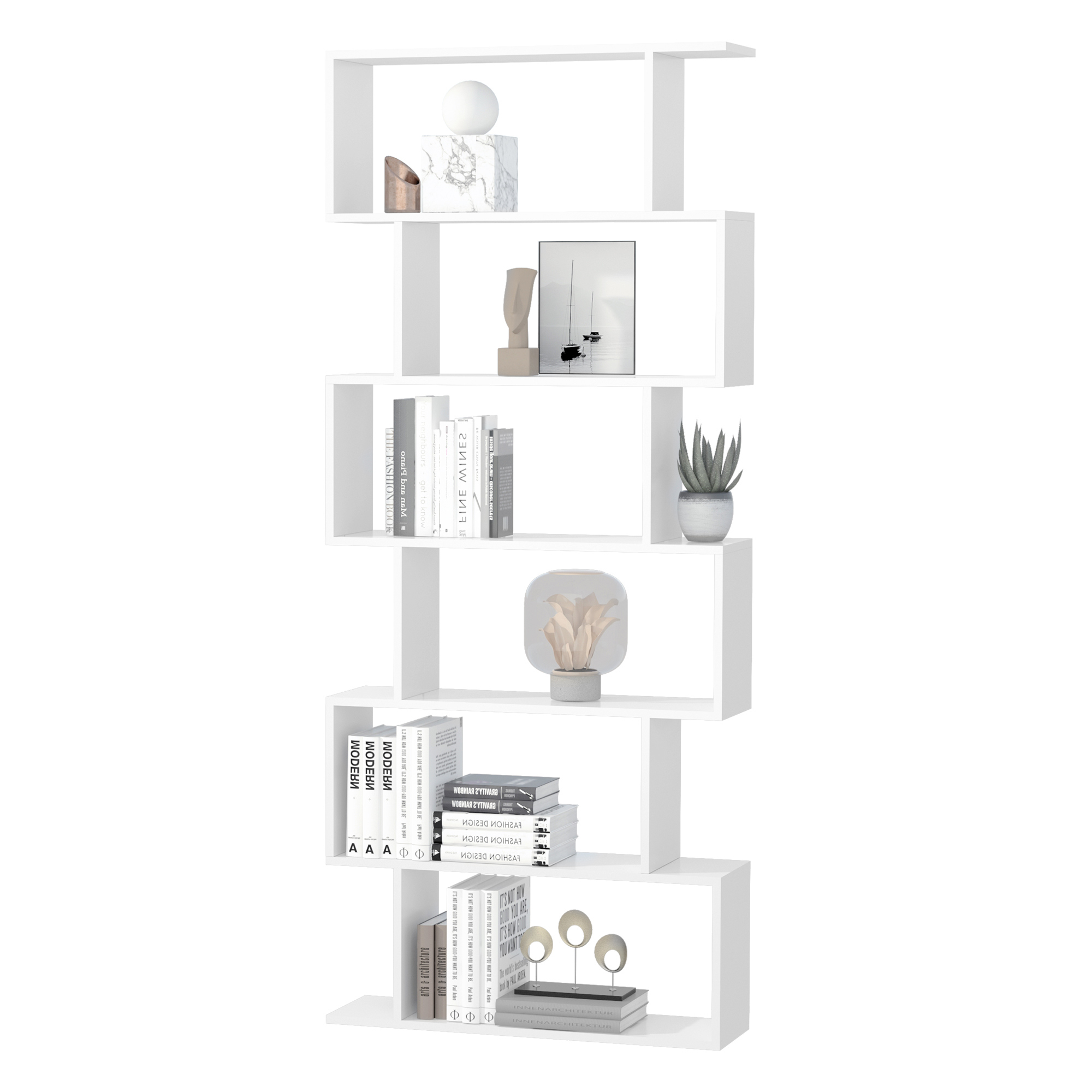 Mobila living -  Librarie de Design Modern Rafturi Alb, 80x23x192cm