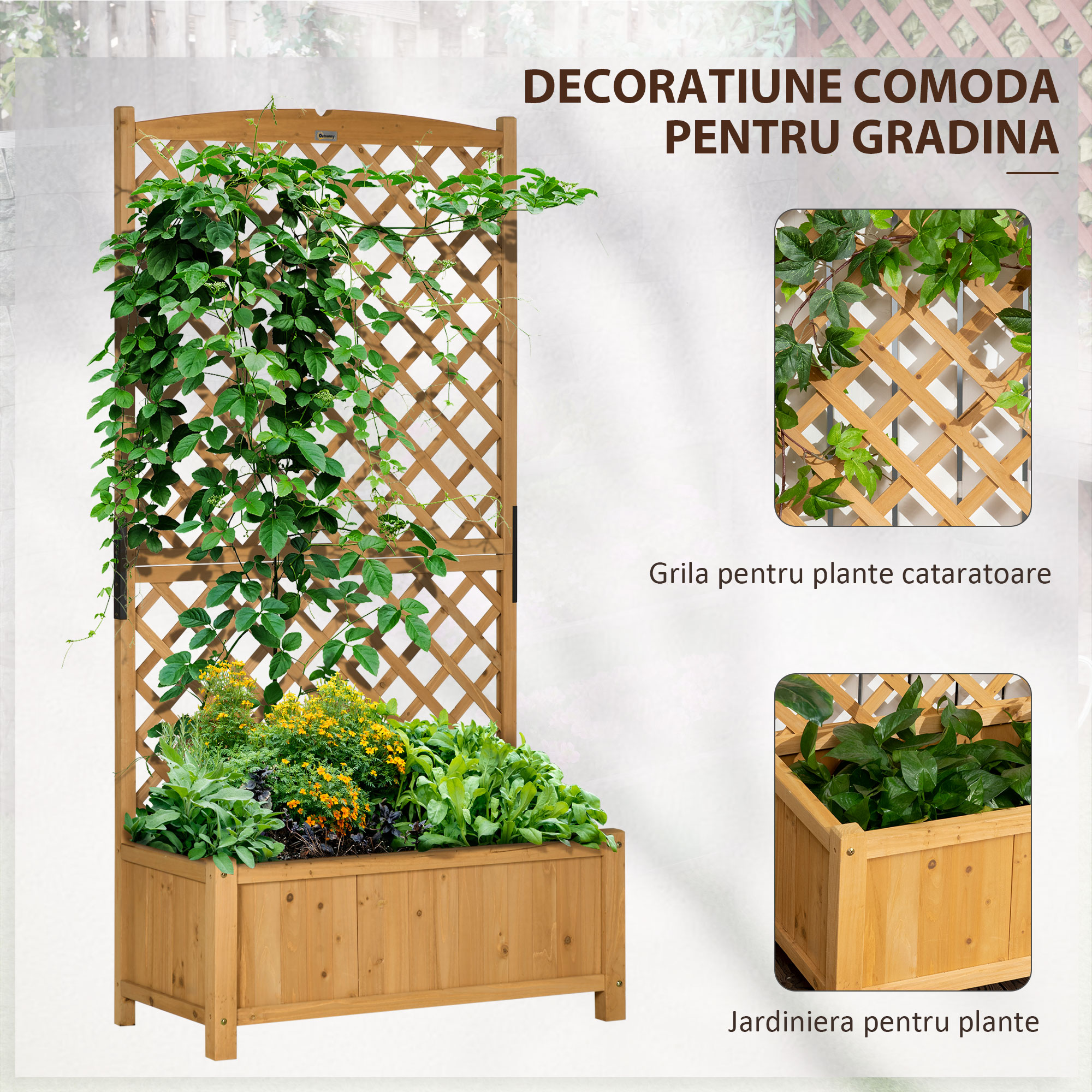  Jardiniera Verticala Lemn Galben 90×45×180 cm - Brad & Design Vertical [3]