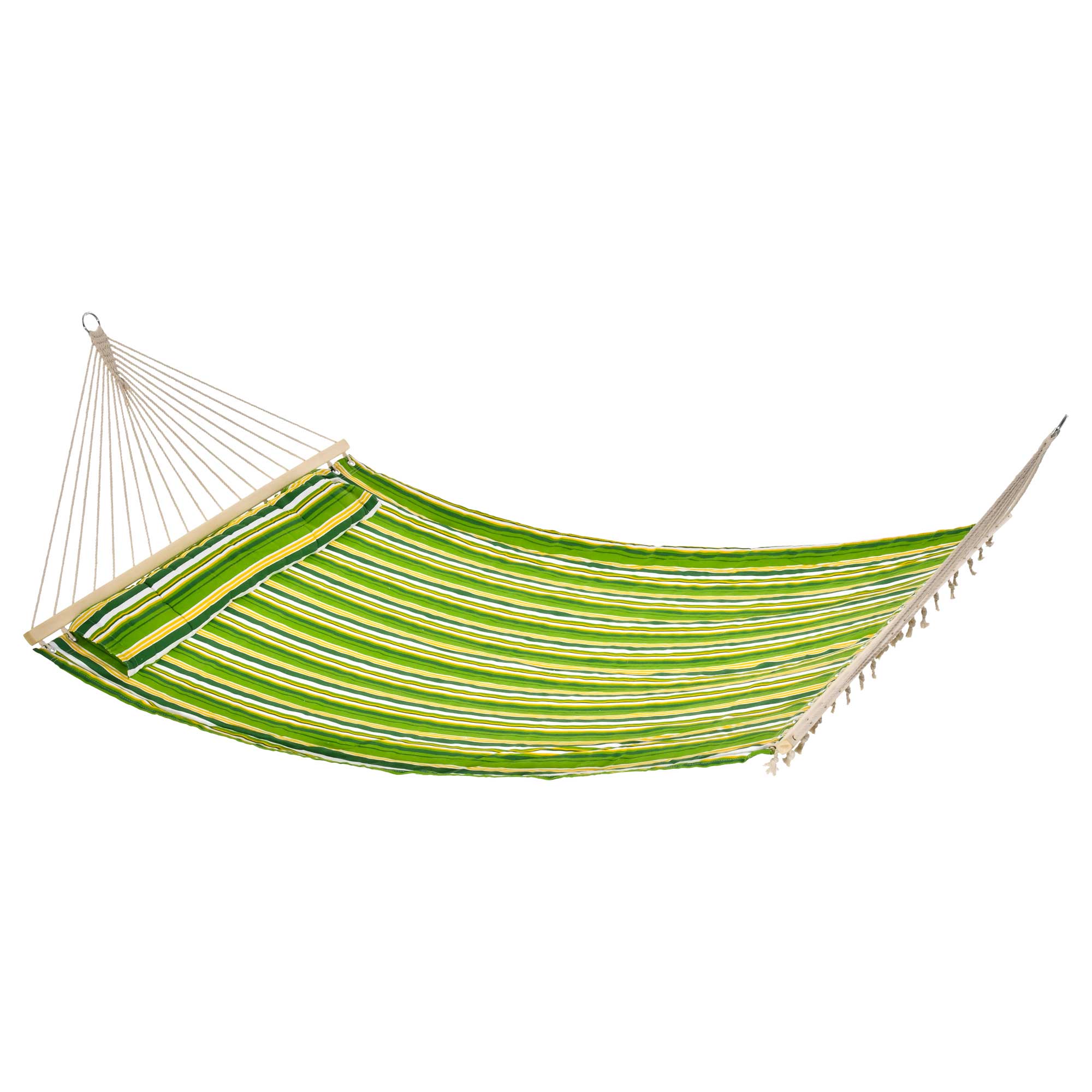 Gradina & balcon -  hamac dublu cu perne, 2,84×1,4 m, verde si galben