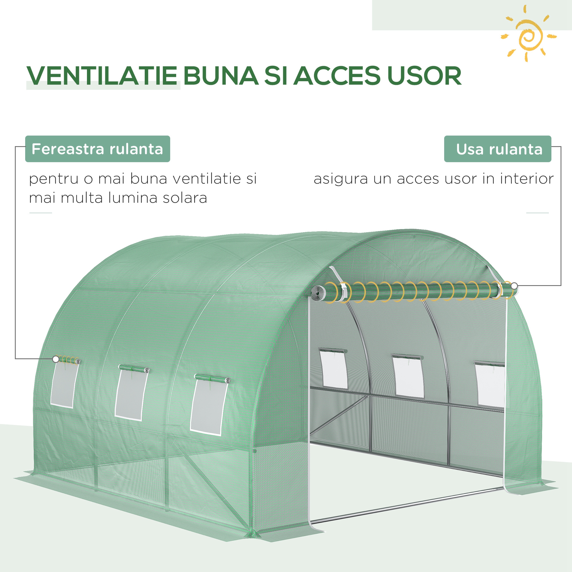  Prelata Sera 3×3×2 m - Cu 6 Ferestre, Usa Rulanta si Margini [3]