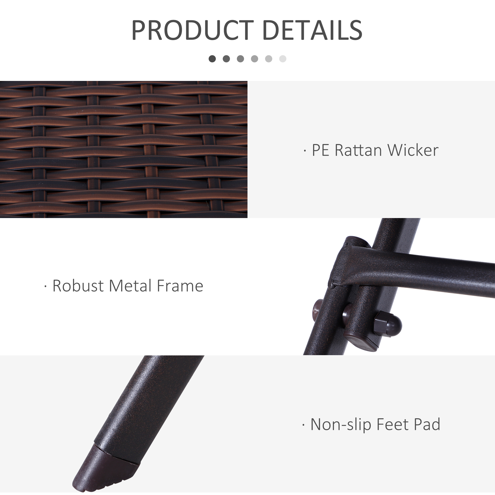  set masa de gradina cu 2 scaune pliabile, maro [4]