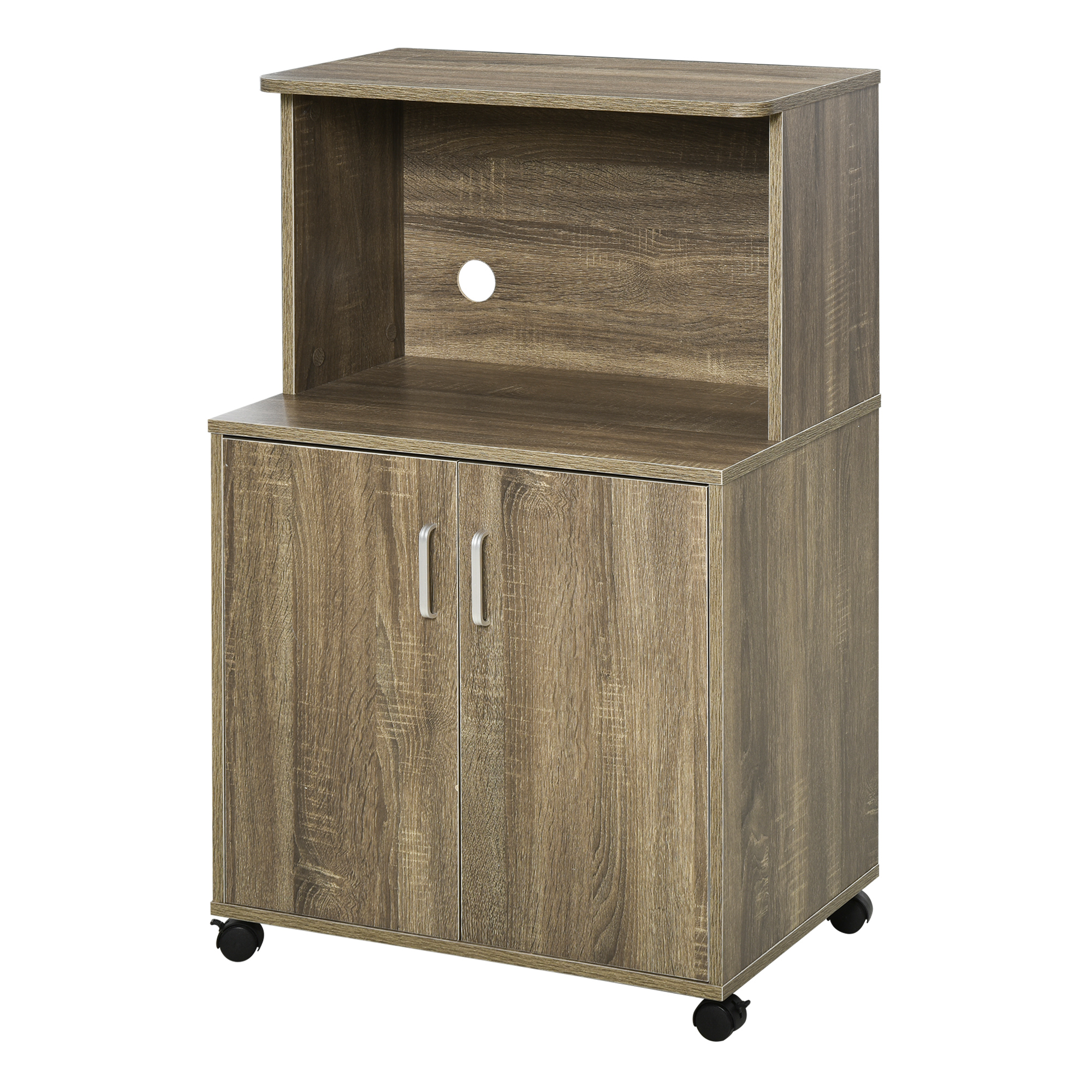 Bucatarie - Mobilier Bucatarie Multifunctional  cu 4 Roti, Dulapior si Etajera pentru Microunde, 60,4x40,3x97cm - Lemn