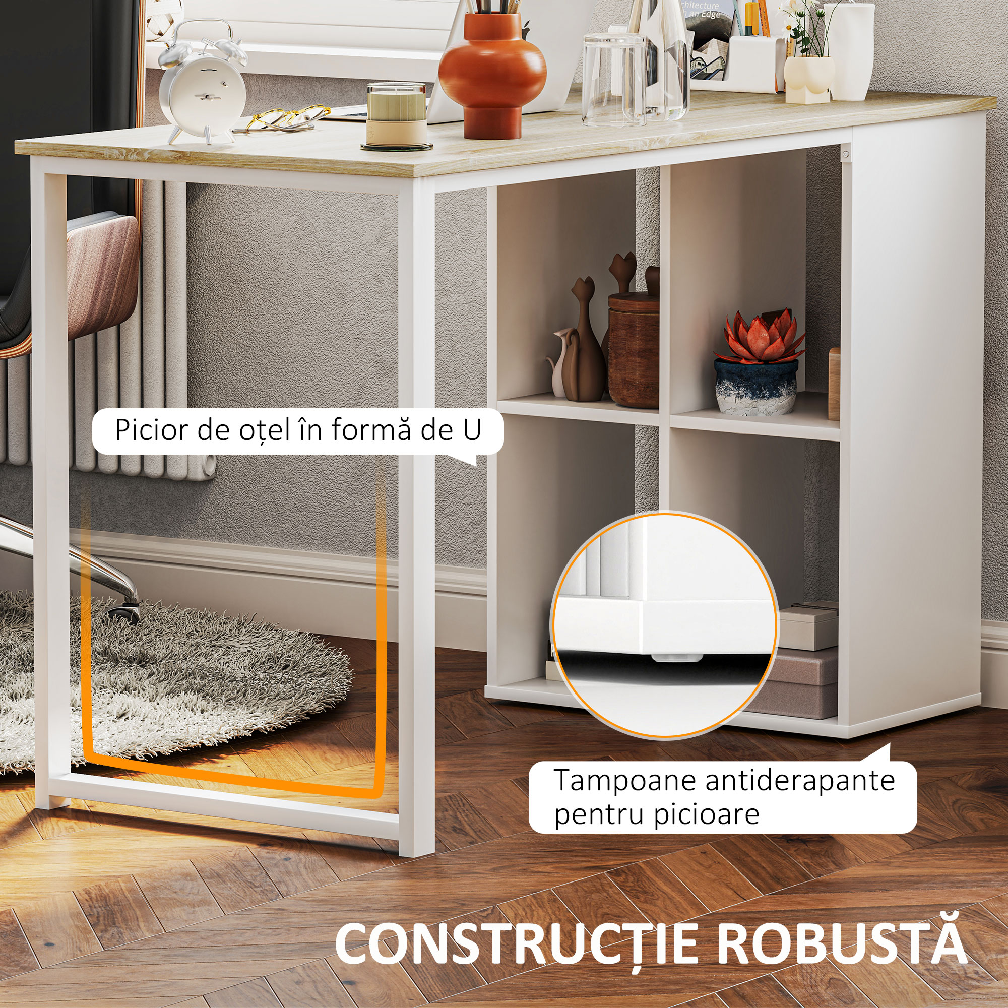  Birou PC cu 4 Rafturi Deschise 120×54×75 cm [5]