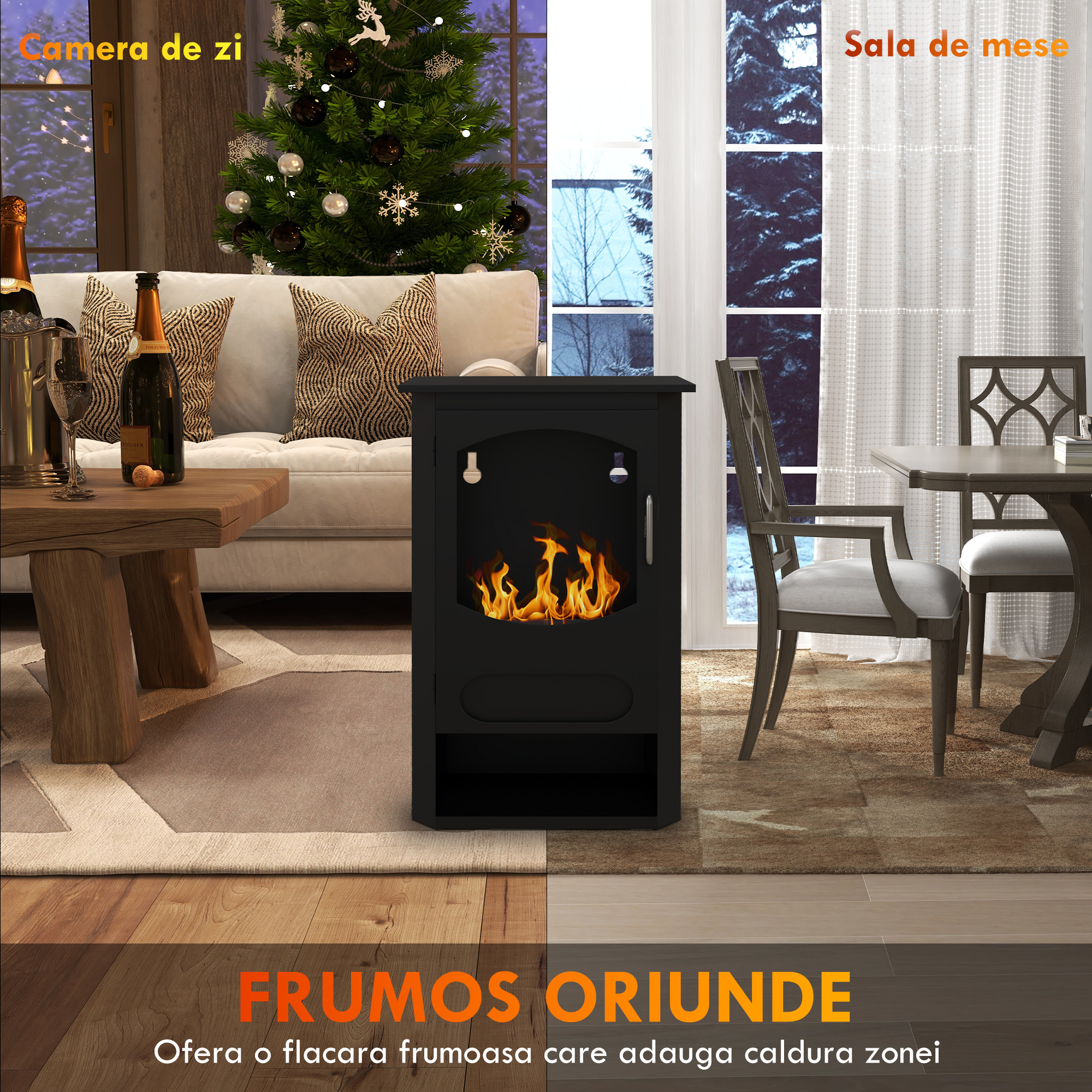  semineu pe Bioetanol Independent, Arzator de 1,2L, Durata 3 Ore, Suprafata incalzita 20-25 m², Negru [6]