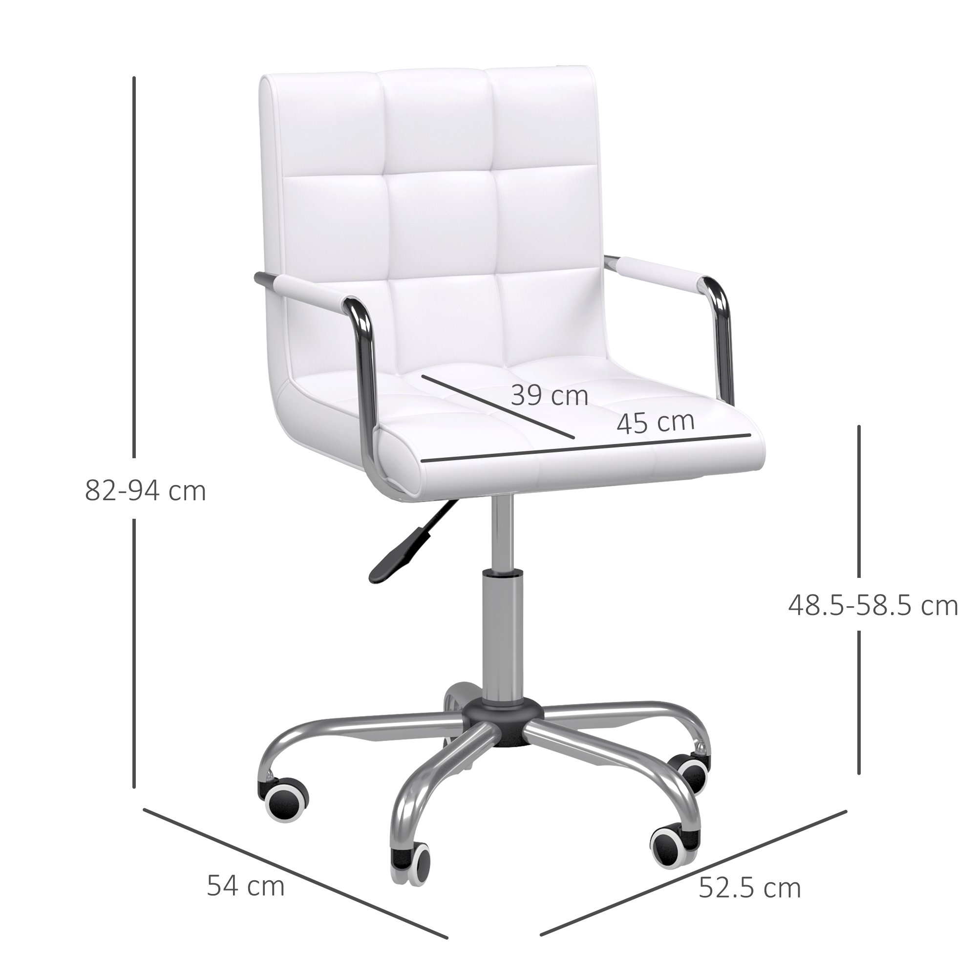  Scaun Birou Alb - Captusit, Reglabil & Mobil pe Roti [2]
