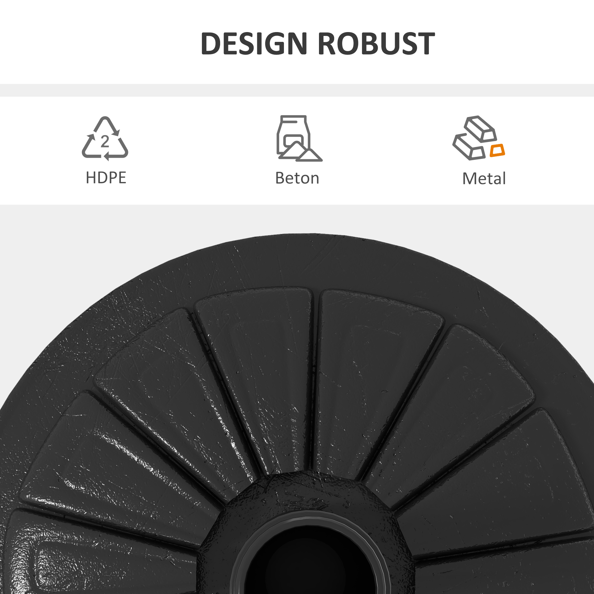  Baza Rotunda pentru Umbrela Ø43cm, 13kg din Ciment pentru Stalpi de 38mm si 48mm, Negru [4]