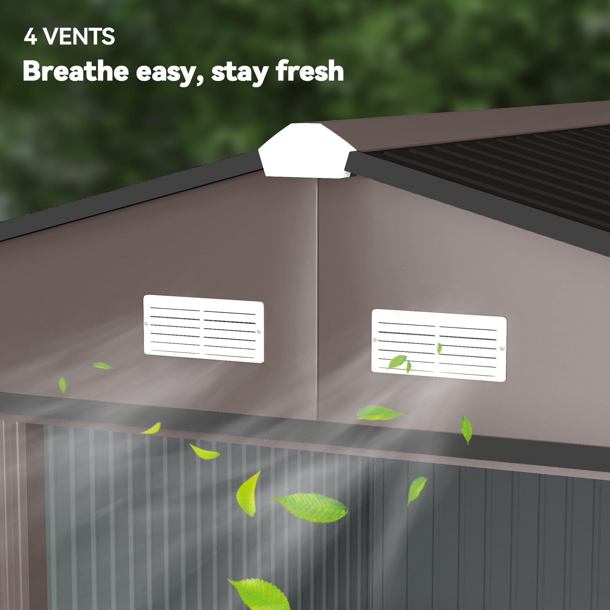  Casa de Gradina cu 2 Usi Glisante si 4 Ventilatii din Otel, 322x277x192 cm, Maro [7]