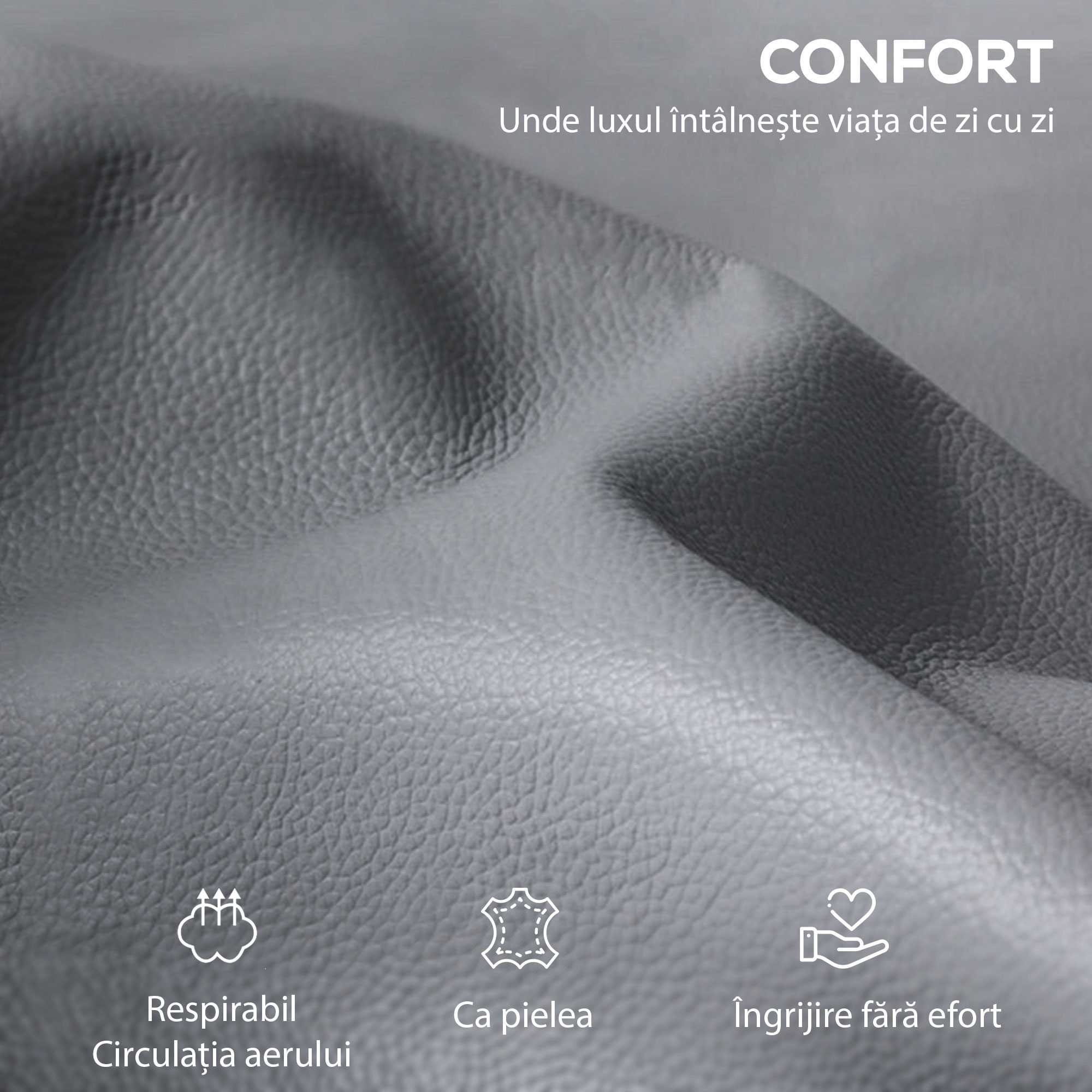  Fotoliu Relax Reglabil Manual cu Suport pentru Picioare, Tapiterie cu Efect de Piele si Baza Rotativa, Gri [7]