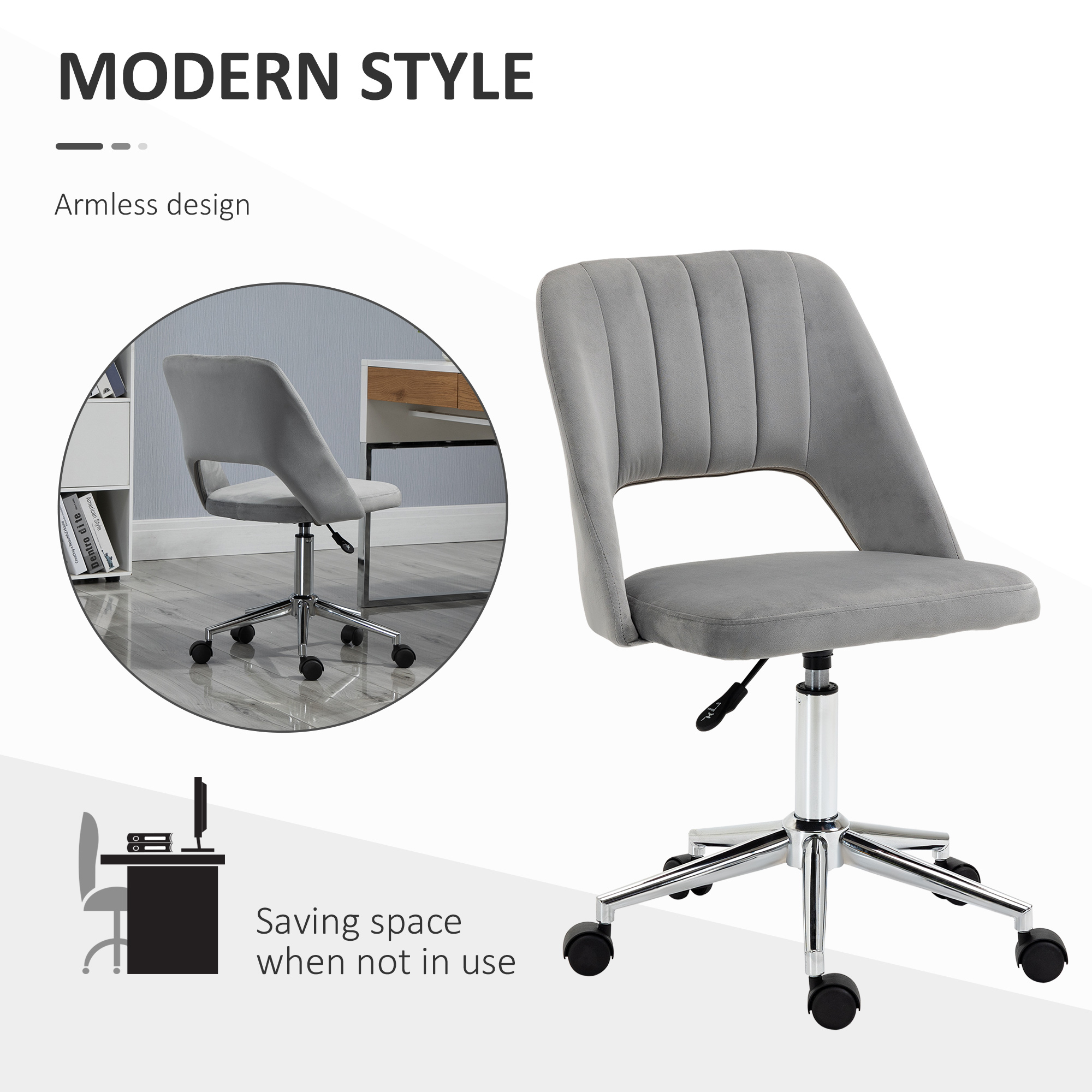  Scaun pentru Serviciu Ergonomic pentru Birou cu Inaltime Reglabila Gri [4]