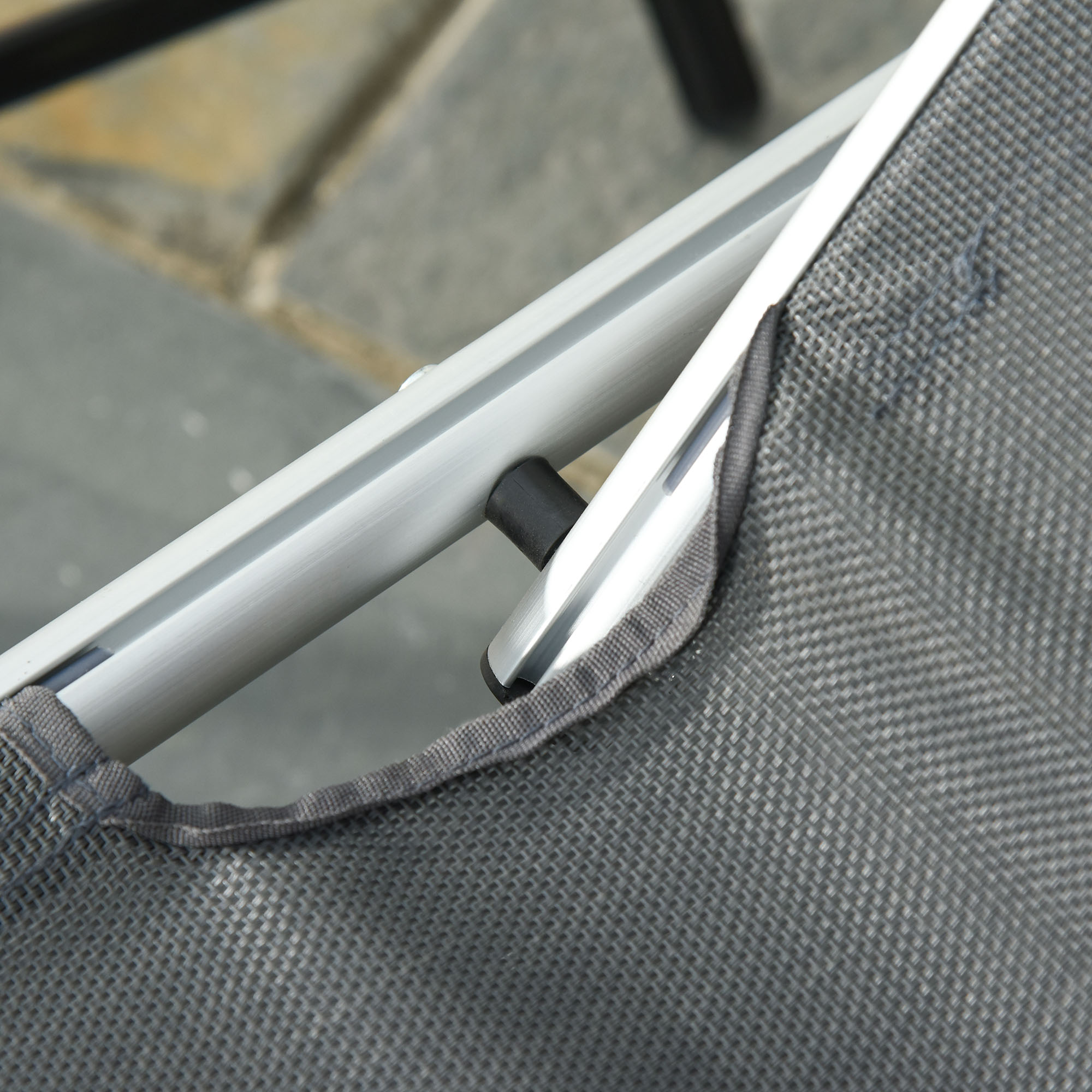  sezlong Pliabil cu Tetiera si Spatar Reglabil din Aluminiu 60x165x76cm Gri [6]