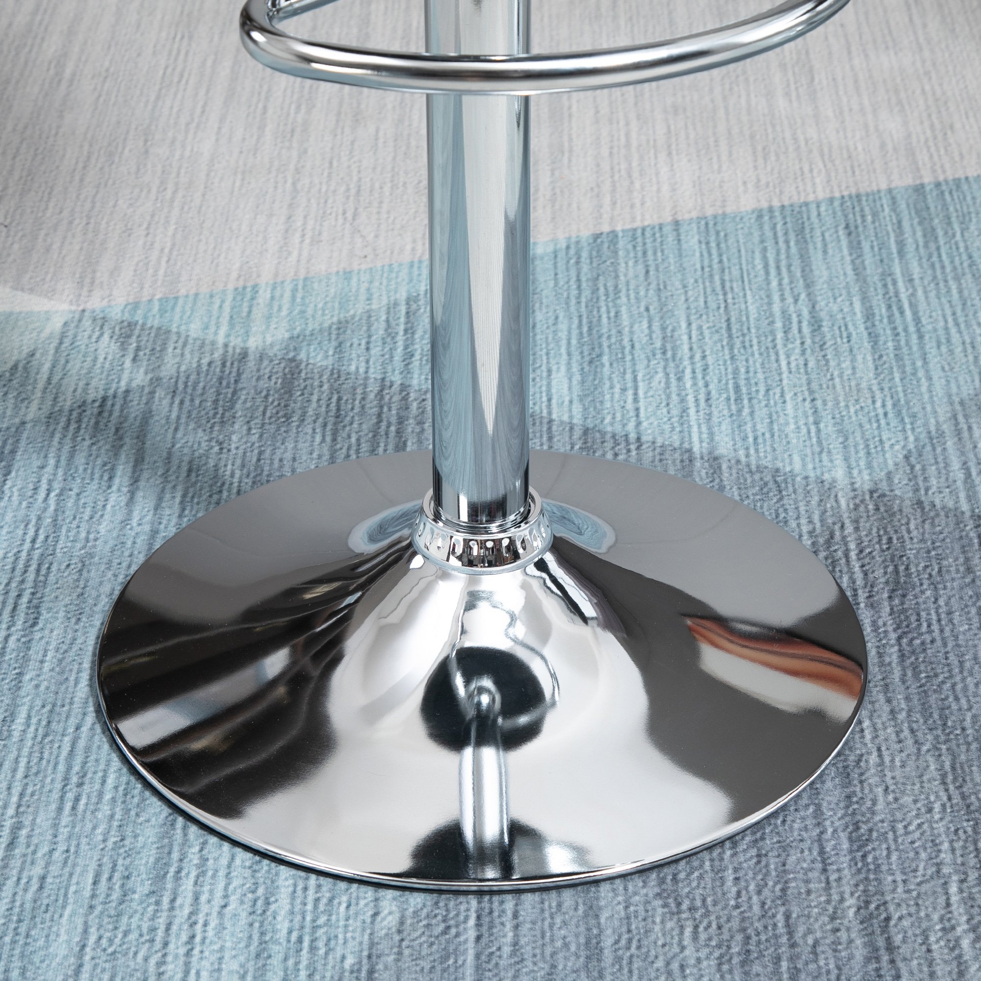  Set 2 Scaune de Bar Pivotante Reglabile in Inaltime din Imitatie de Piele Gri [8]