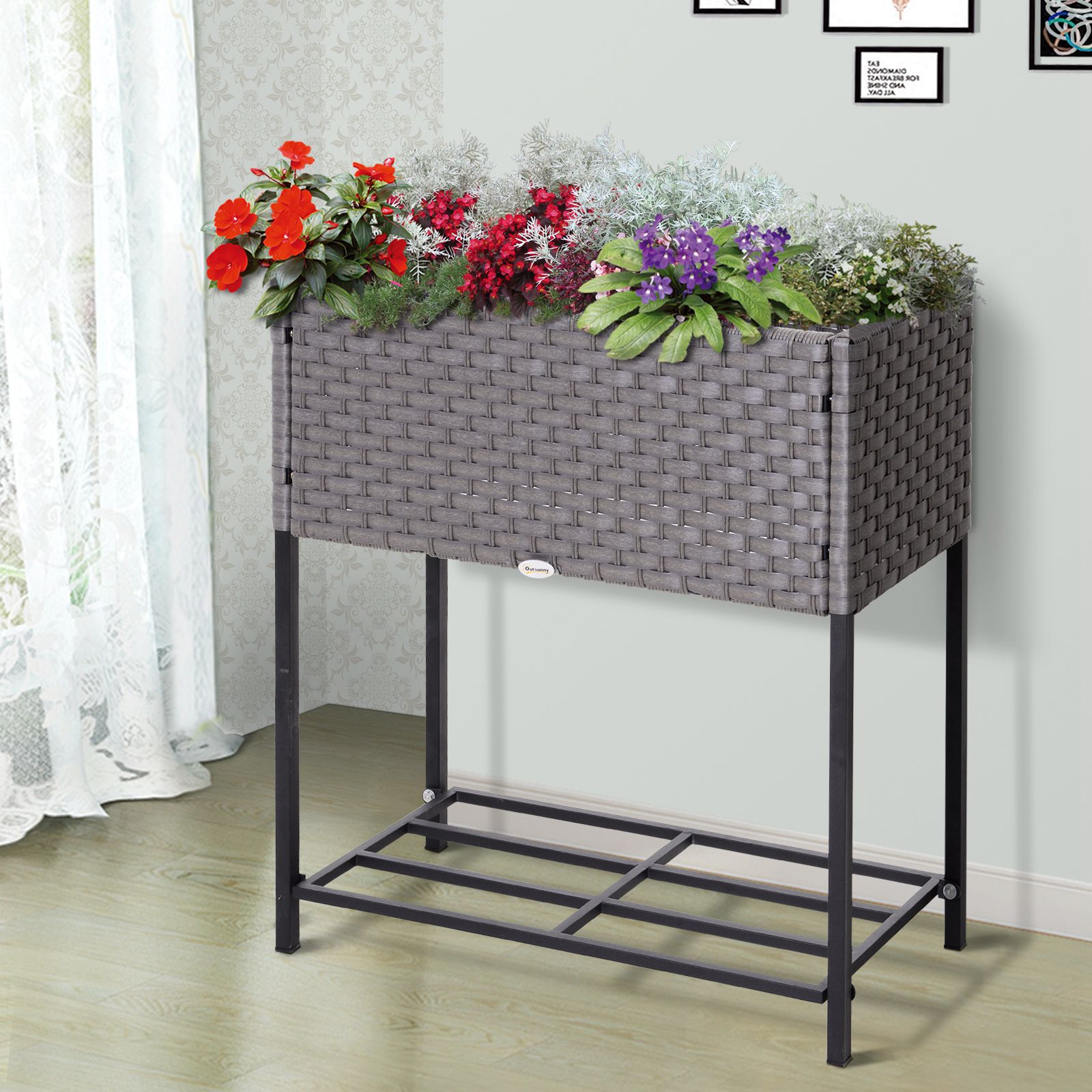  vas de flori, cu raft, 70x30x72cm, gri [1]