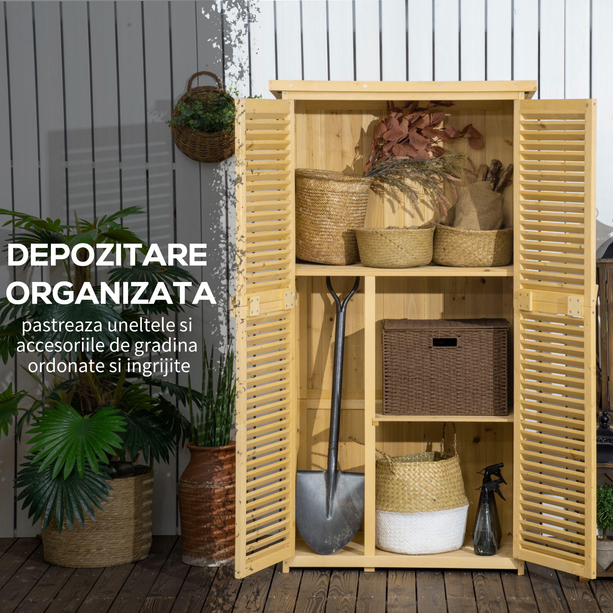  dulap din lemn, pentru exterior, 87x46.5x160 cm [5]