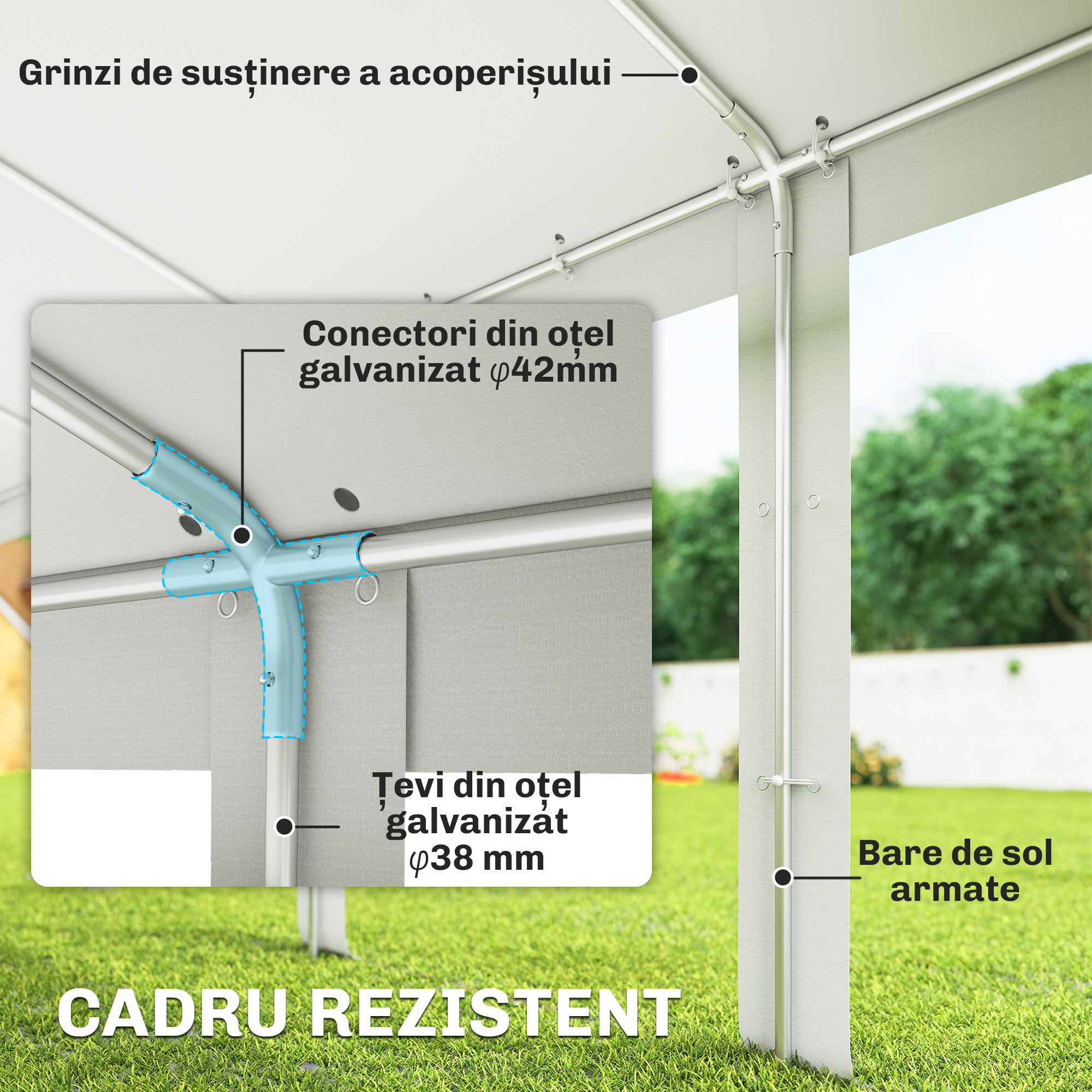  Pavilion pentru Petreceri 10x5 m cu 10 Pereti Laterali Detasabili, Pavilion de Gradina cu 5 Sectiuni, Usi cu Fermoar si Ferestre, Pavilion pentru Nunti, Evenimente, intalniri, UV30+, Alb [3]