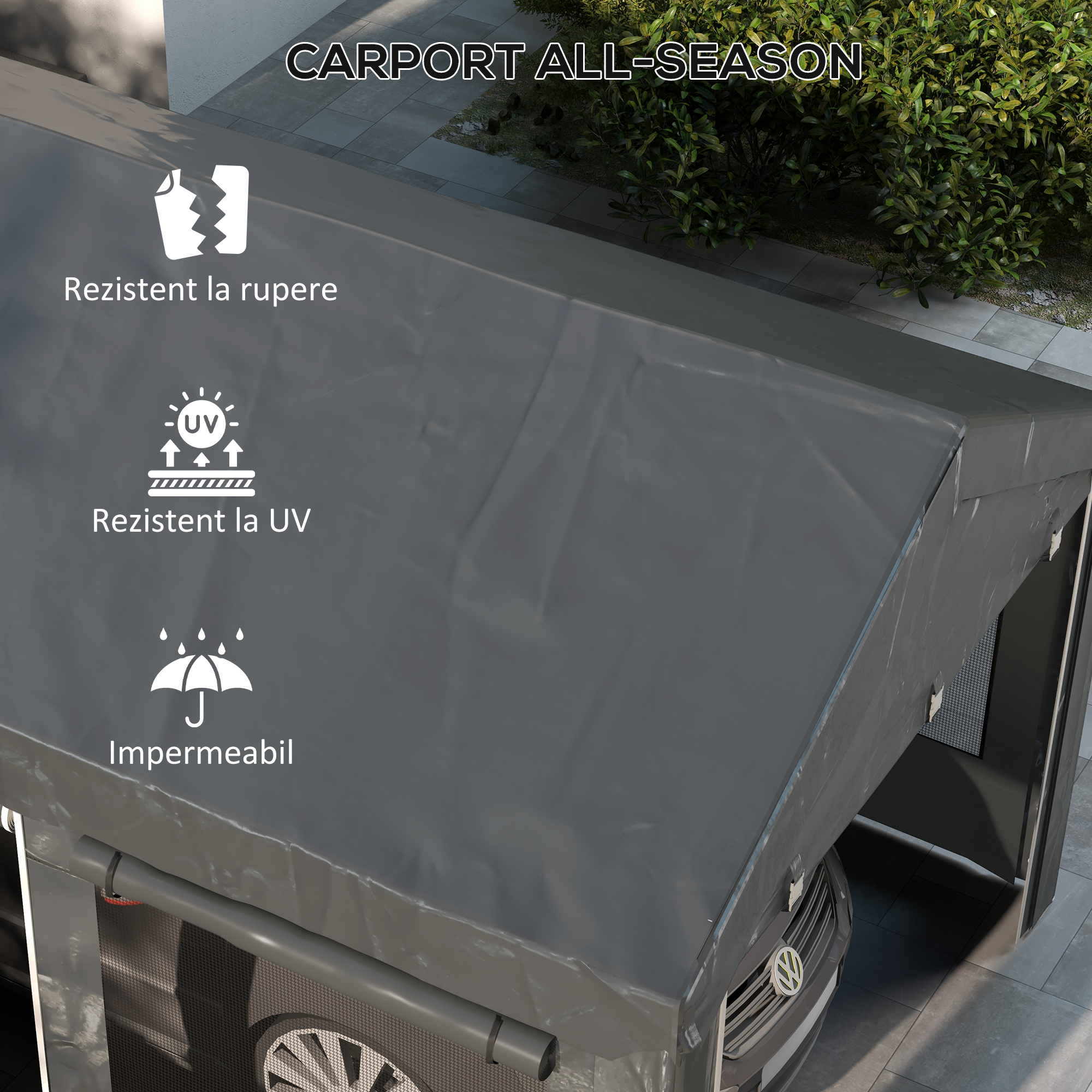  Pavilion de Gradina cu inaltime Reglabila, 4 Usi si 4 Ferestre, 6x3 m, Gri inchis [3]