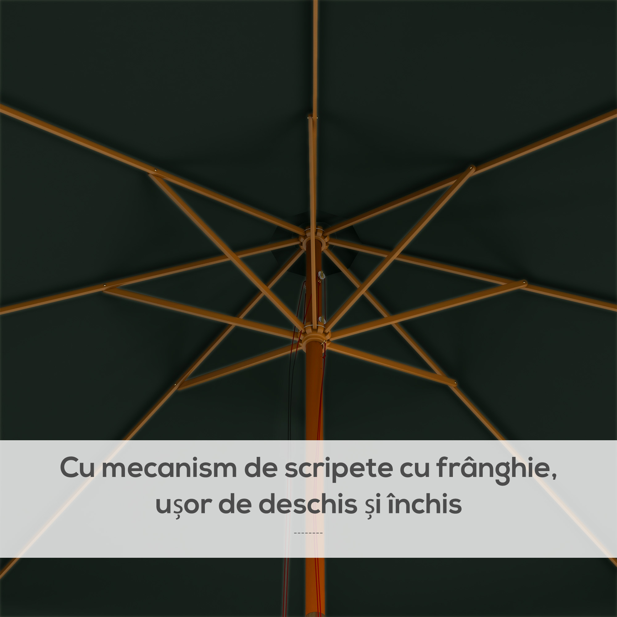  Umbrela de Gradina cu Corzi, Deschidere Reglabila si Orificii de Ventilatie, Ø325x250 cm, Verde [5]