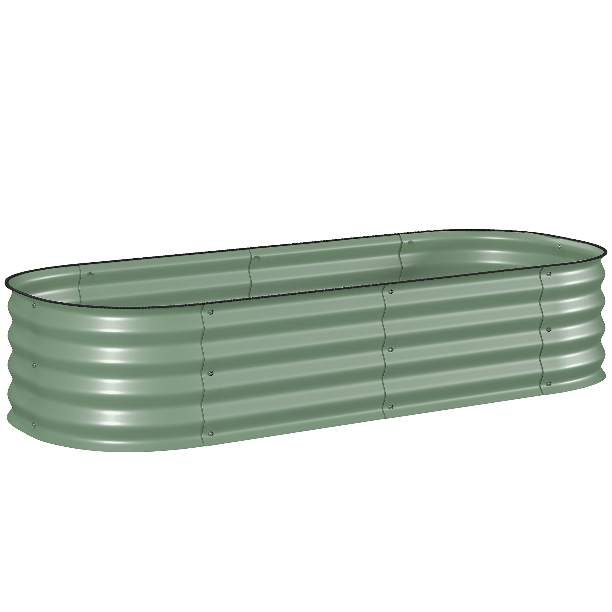 Living & hol -  Pat modular pentru gradina inaltata 150x62x30cm din otel galvanizat cu baza deschisa, verde