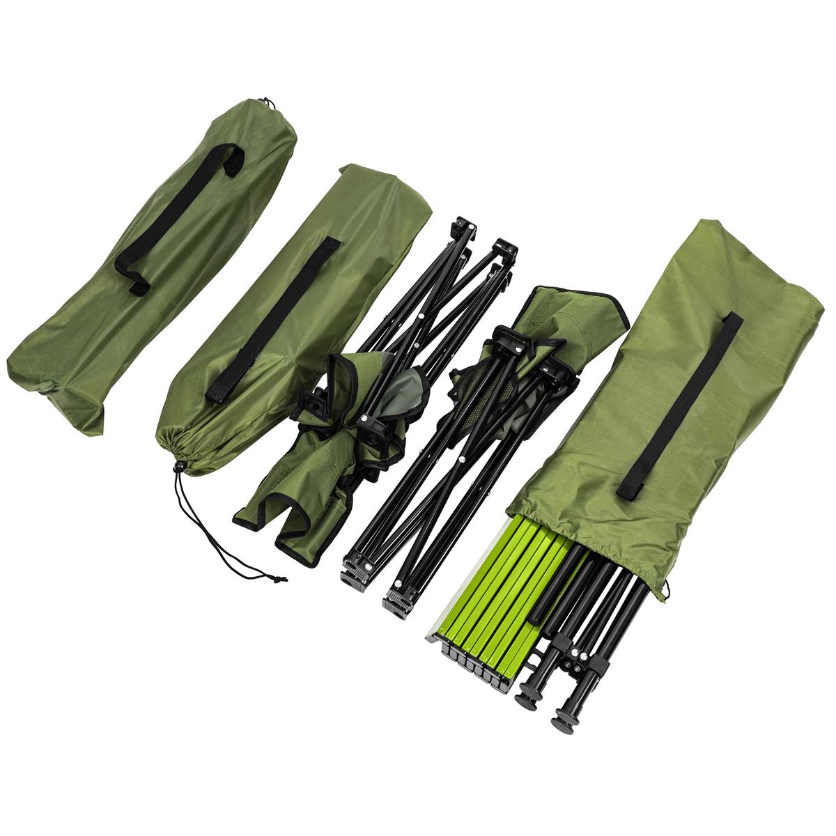 Set camping 5 in 1 cu masa si 4 scaune pliabile, structura otel si blat aluminiu, 53x52x50 cm, verde [3]