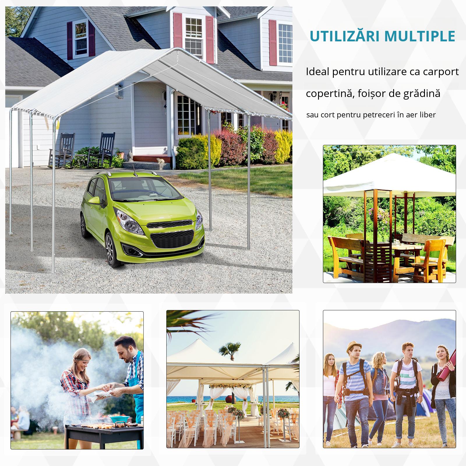  prelata auto, cu kit ancorare, 5.95x2.9x2.6m, alba [6]