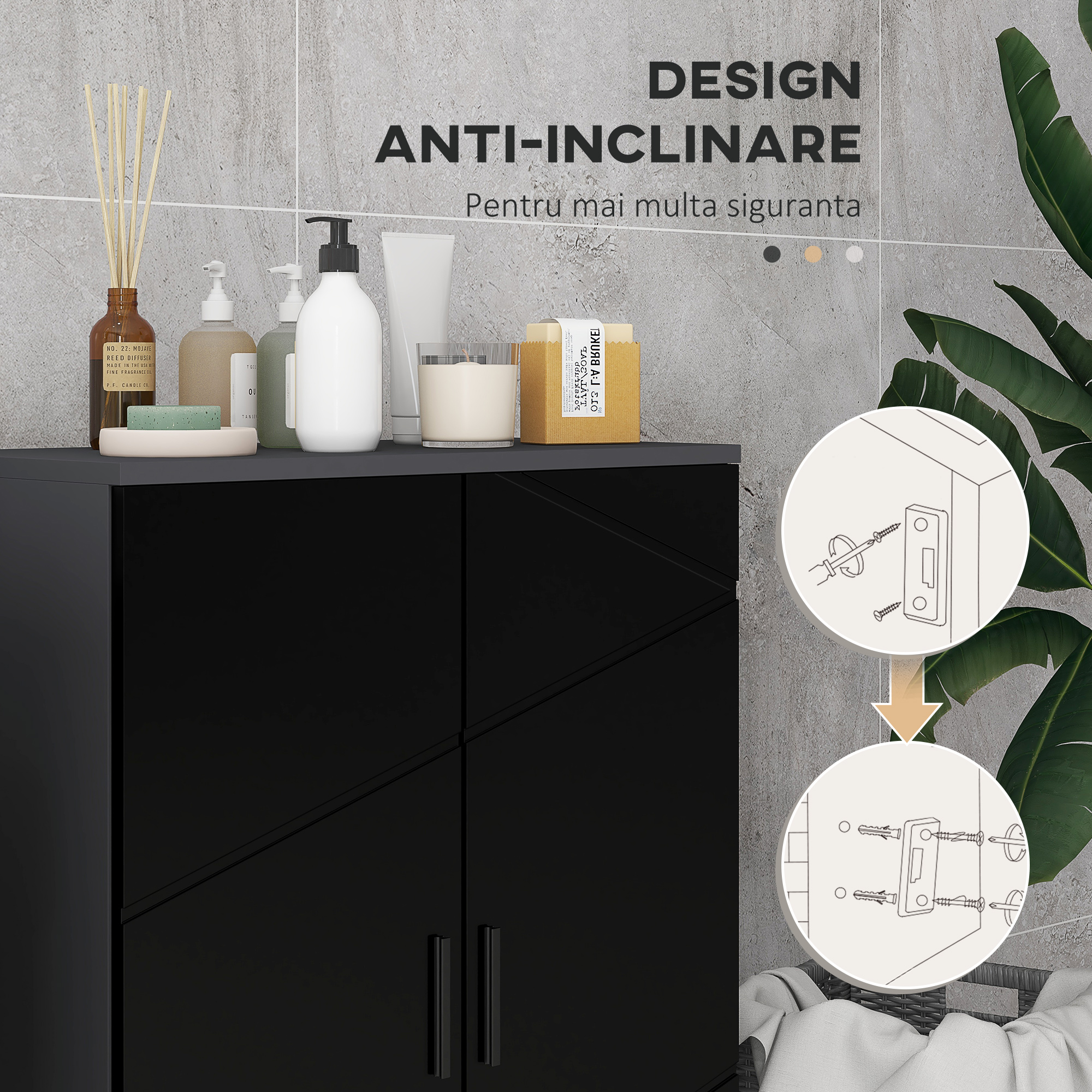  Dulap de baie din lemn usi dulap de baie cu inchidere amortizata rafturi depozitare laterala toaleta acasa birou hol prosop manere dus colt baza inalta vopsit rezistent la apa [5]