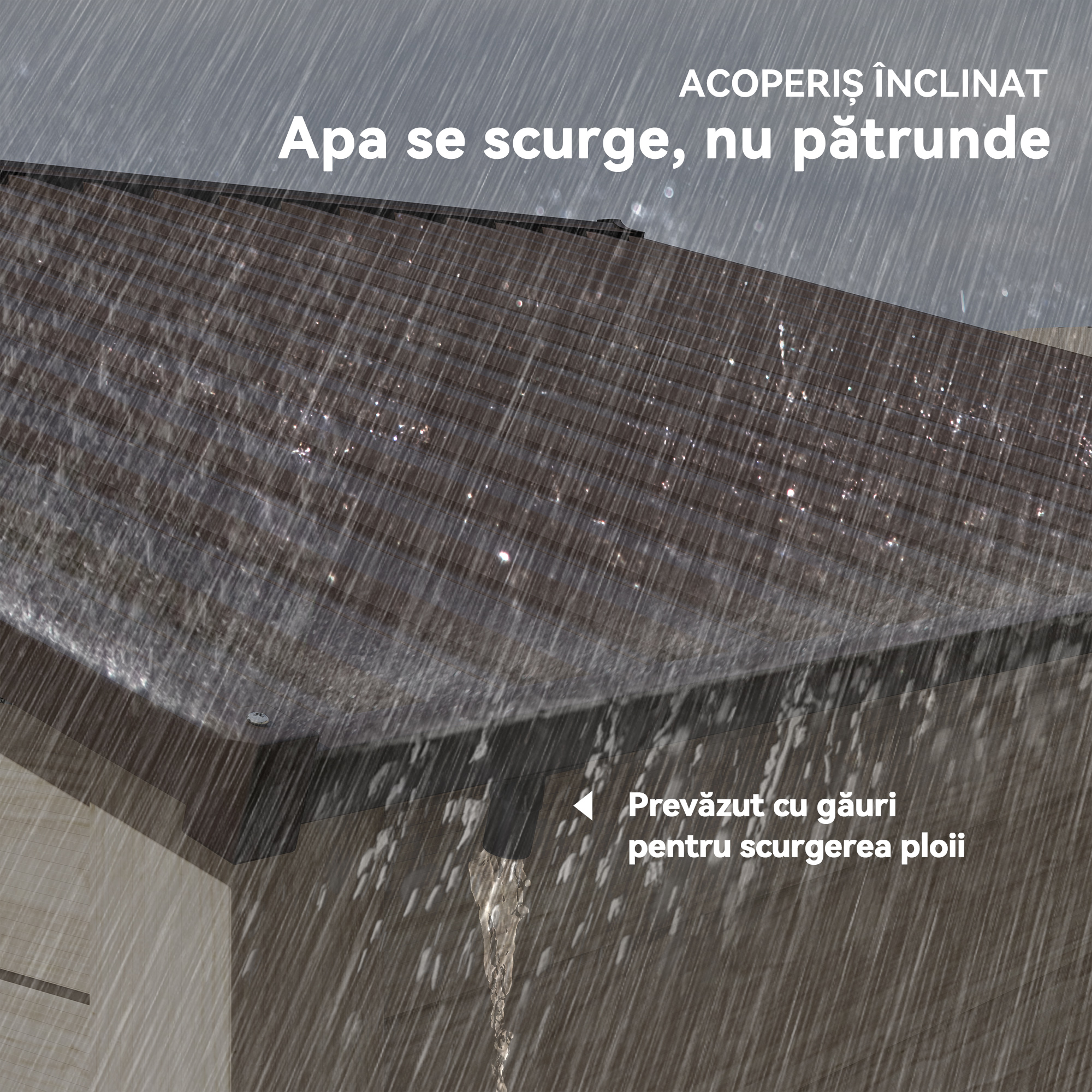  Casuta de Gradina din Otel cu Efect de Lemn si Usi Duble Glisante, 278x195x215 cm, Maro [6]