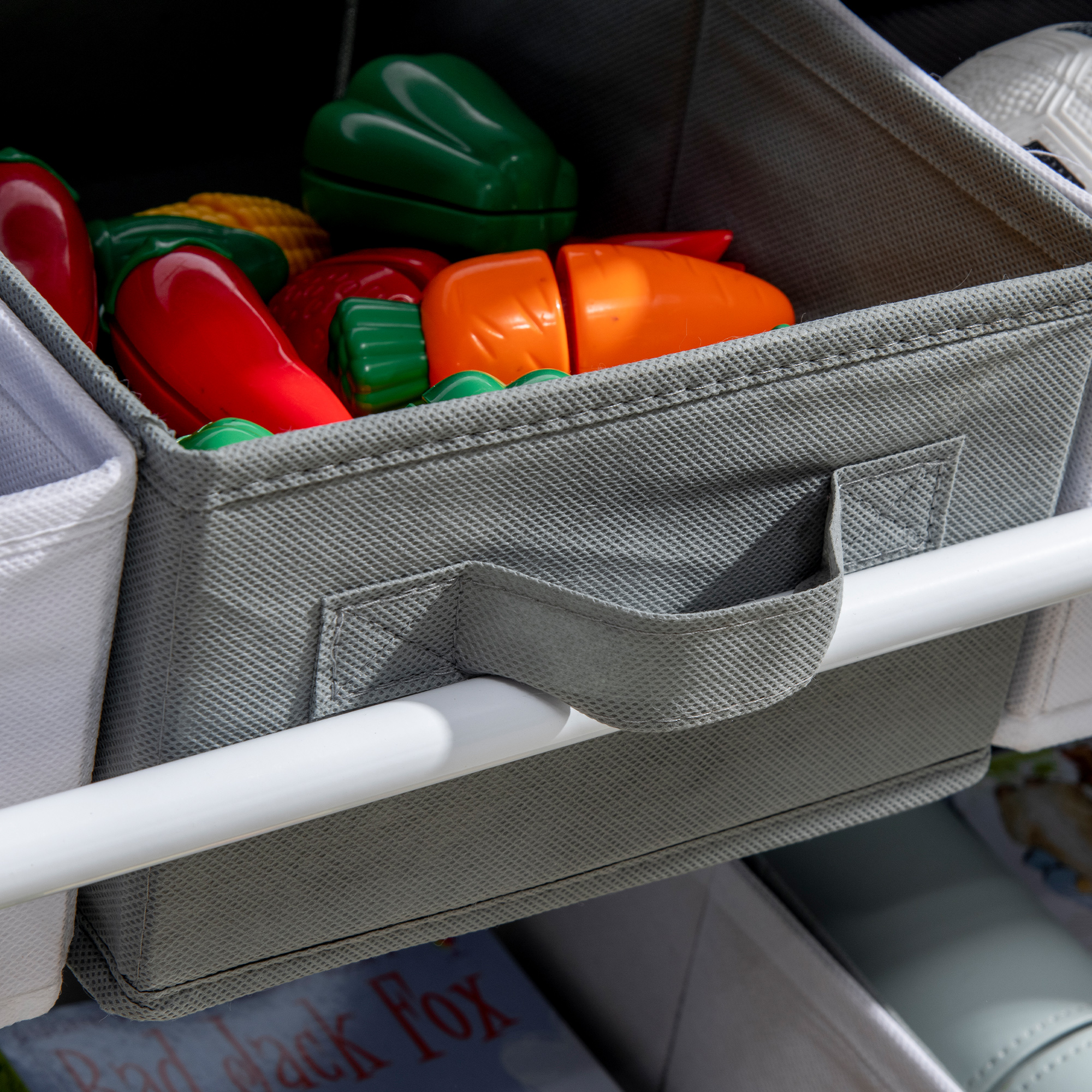 Dulap de Jucarii  cu 9 Cosuri Detasabile, Cutie de Depozitare pentru Jucarii din Lemn MDF si Material Textil [7]