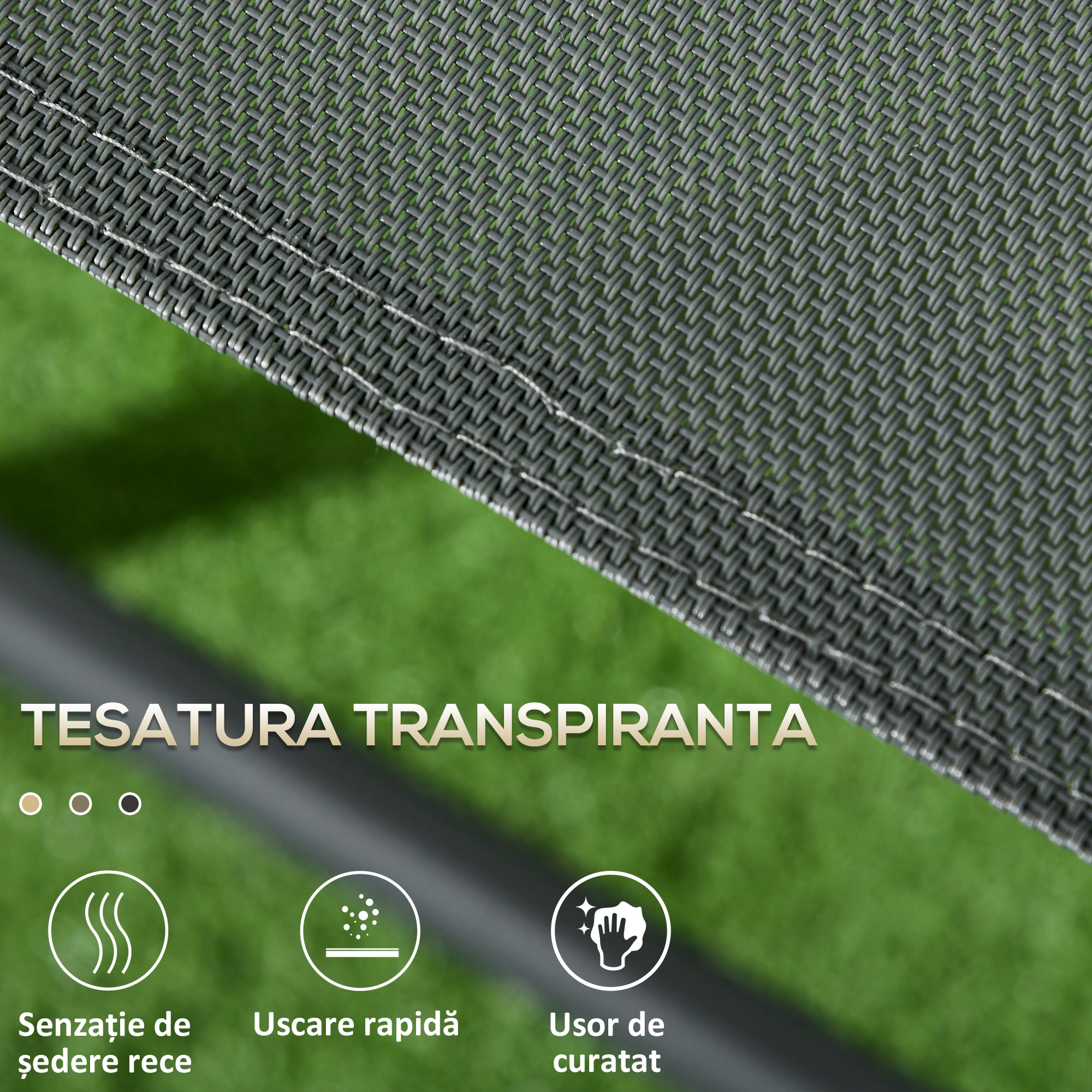  Set de gradina 3 piese cu 2 scaune 53.5x64x93 cm si masuta de cafea Ø45x50 cm, din metal, gri inchis [5]