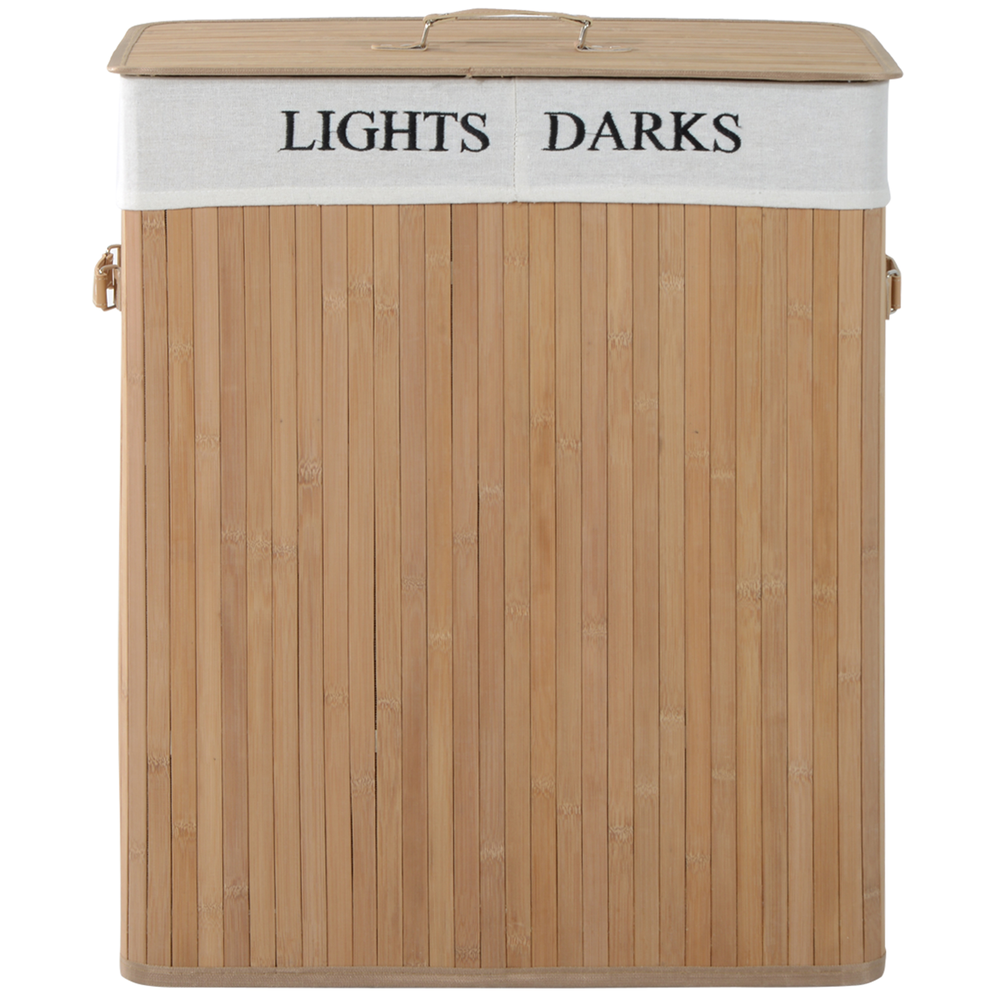  Cos de rufe din bambus cu capac si captuseala detasabila, natural, 52x32x63cm [3]