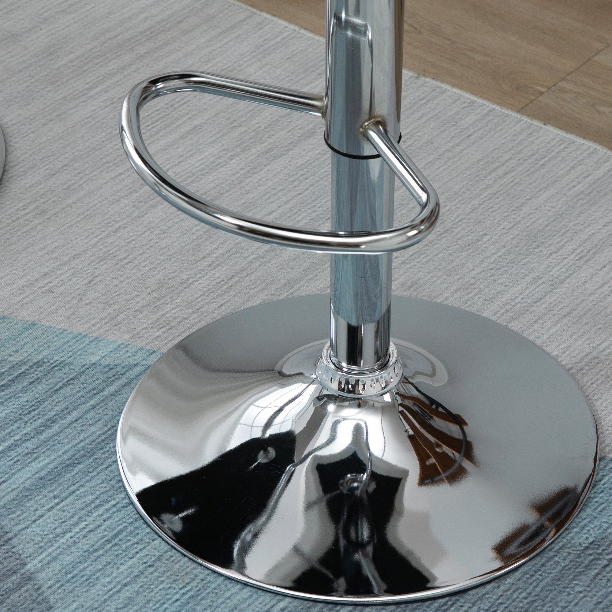  Set 2 Scaune Bar Reglabile, pentru bar si bucatarie, din Piele PU,51,5 x 57,5 x 93-114,5 cm, Alba [8]