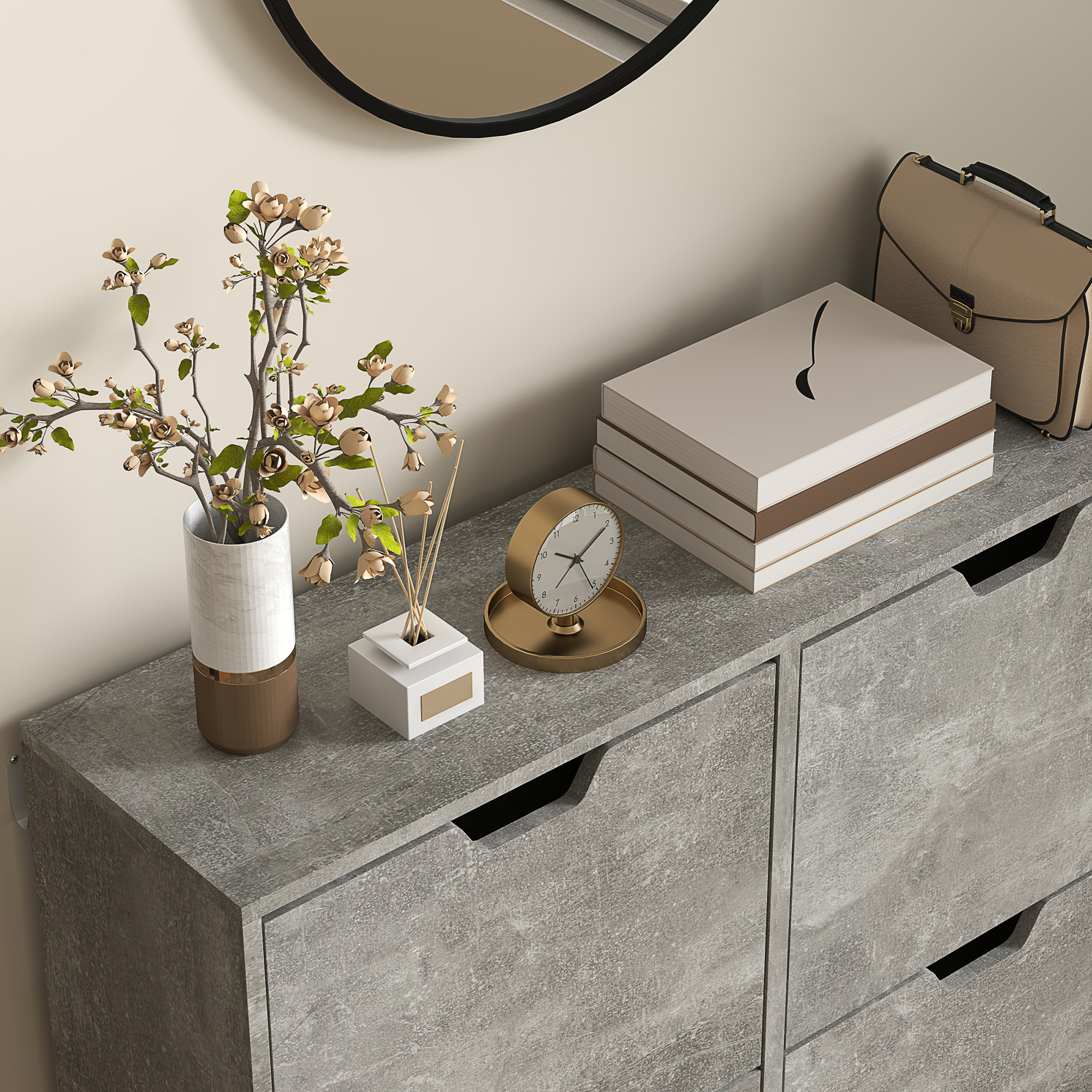  Pantofar cu 4 Sertare Rabatabile pe 2 Niveluri pentru 16 Perechi de Pantofi, 95x26x95 cm, Gri [7]