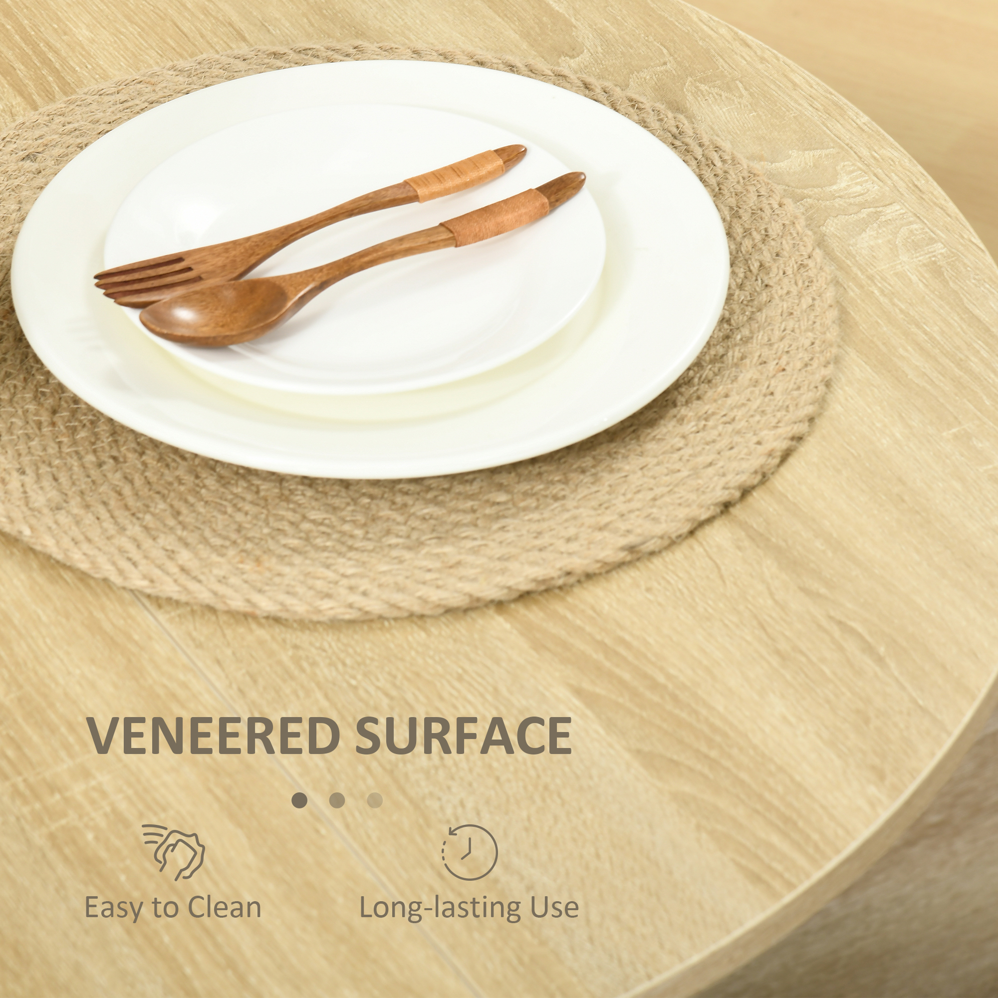  Masa pliabila pentru sufragerie cu 2 extensii, masa consola compacta din lemn, culoare stejar [4]