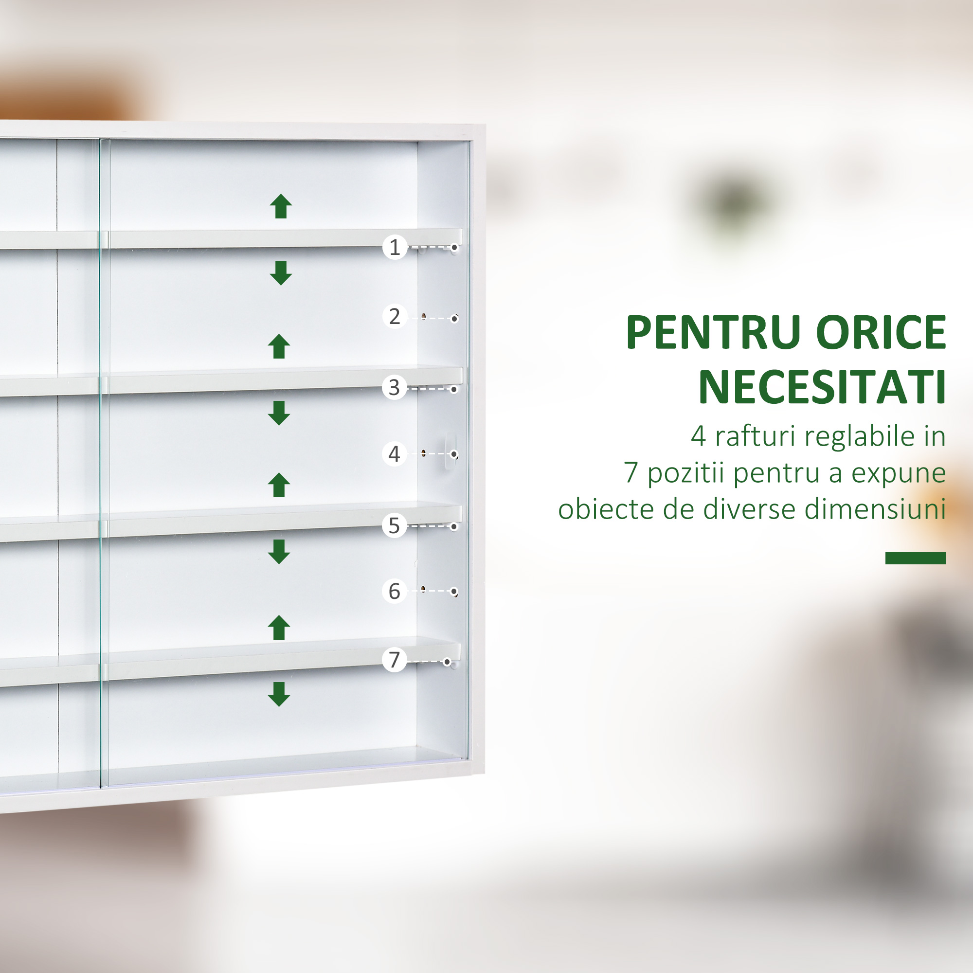  panou cu 5 etajere, polite reglabile, 80x9.5x60cm, alb [3]