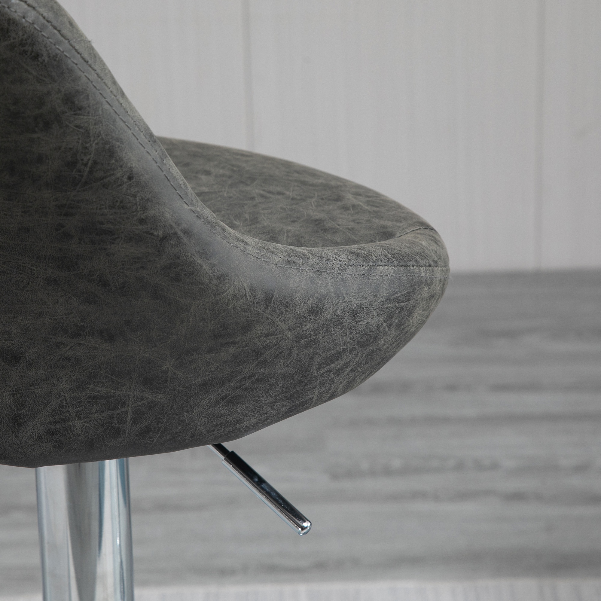  Set 2 Scaune de Bar Pivotante Reglabile in Inaltime din Imitatie de Piele Gri [6]