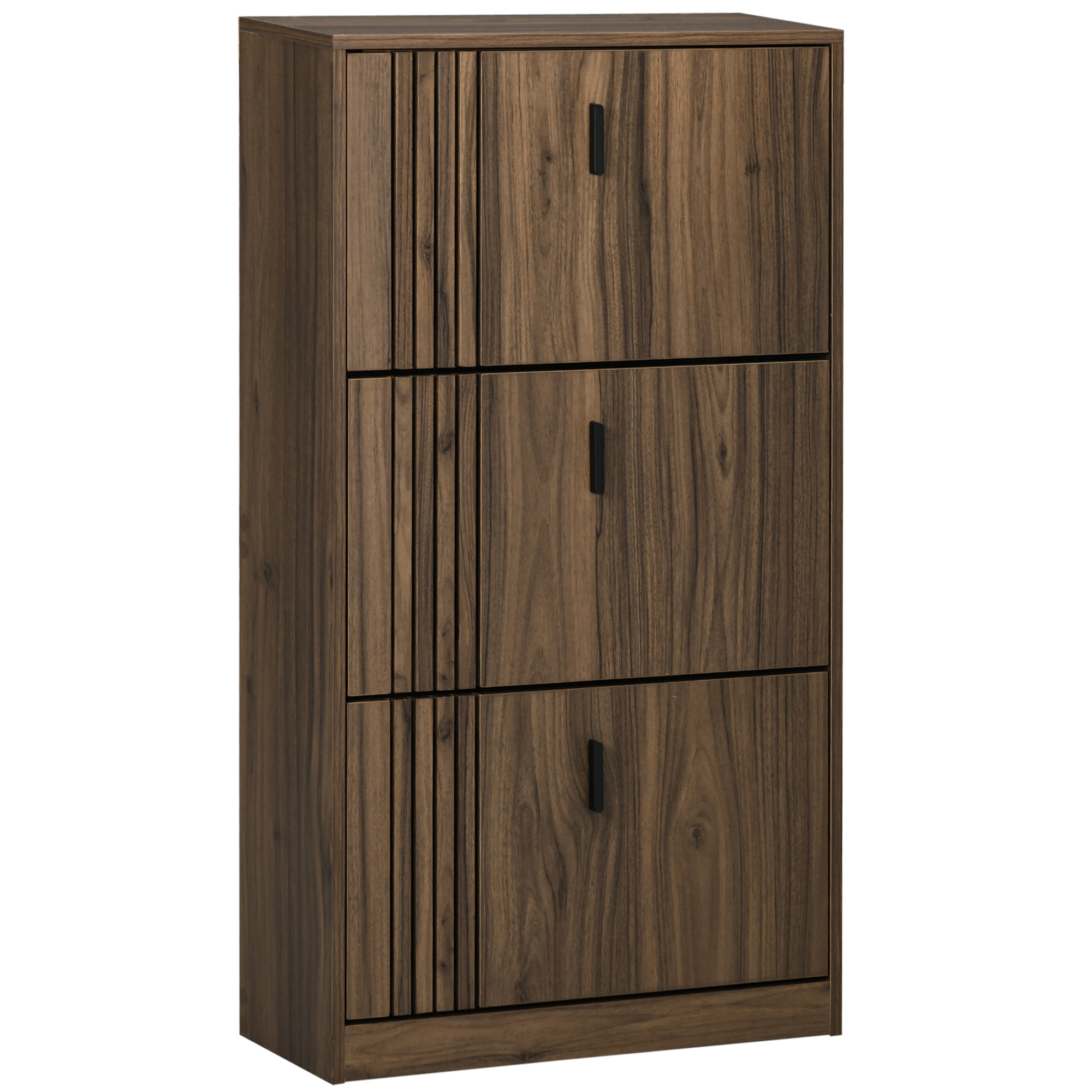 Living & hol -  Dulap pentru Pantofi, Organizator de Pantofi cu 3 Sertare si Rafturi Reglabile pentru 18 Perechi, 63x24x114 cm, Nuc