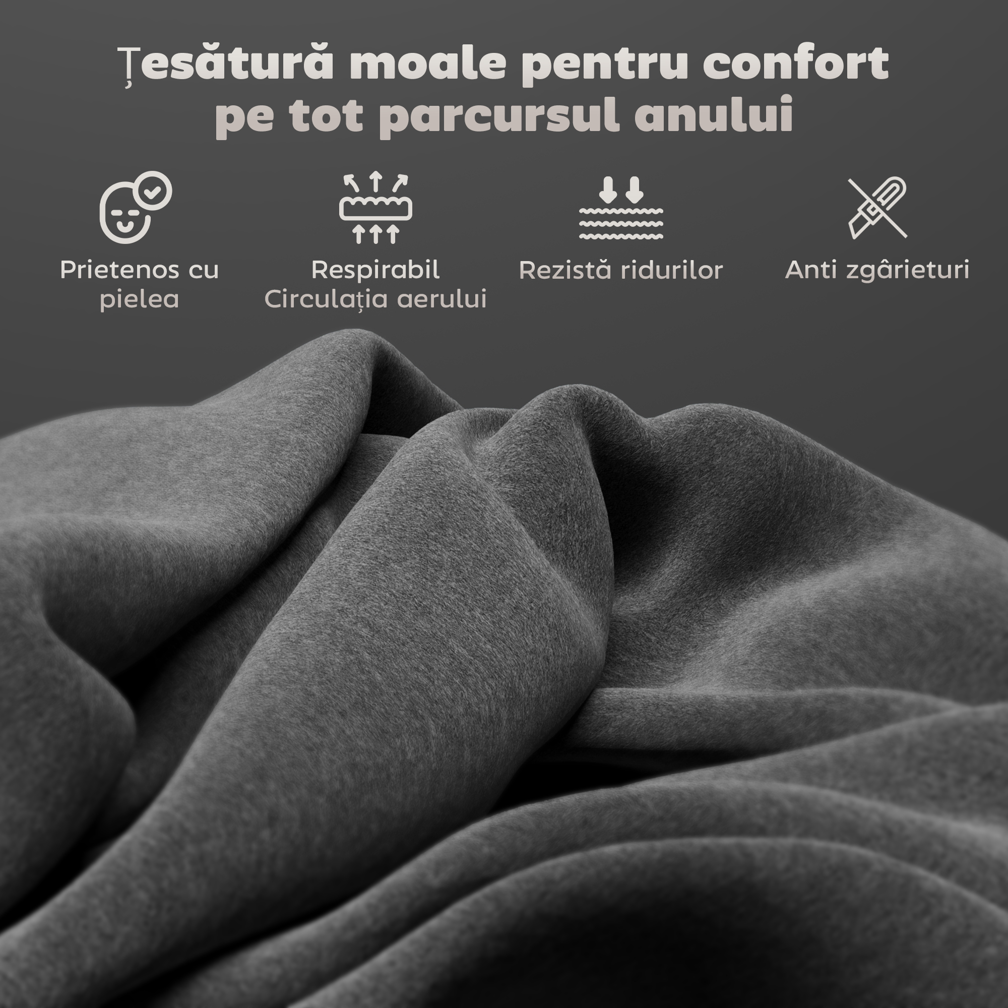 Set  2 Scaune de Luat Masa Tapitate in Catifea cu Spatar Ergonomic Fara Brate, Gri [4]